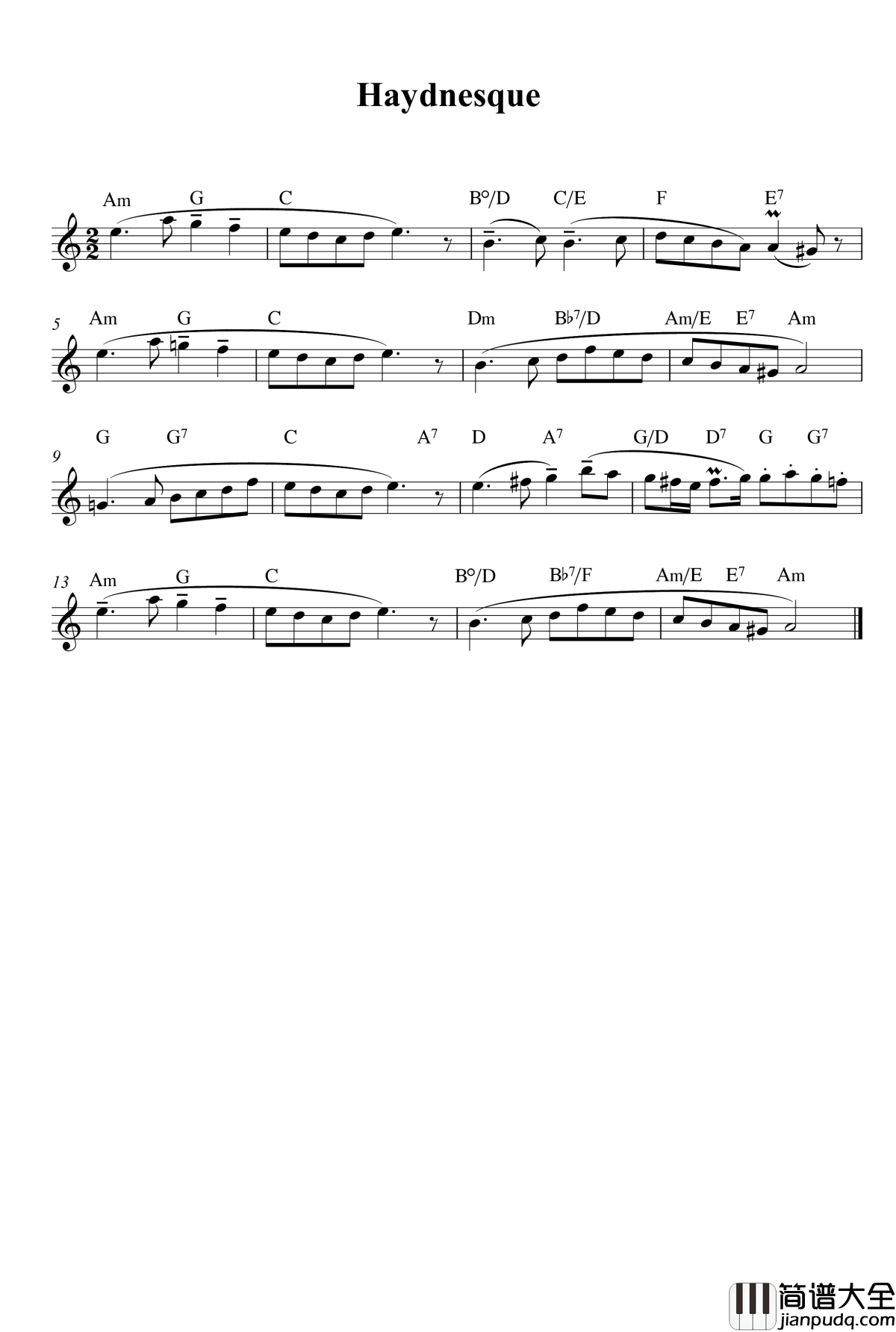 Haydnesqu钢琴谱_流行追梦人