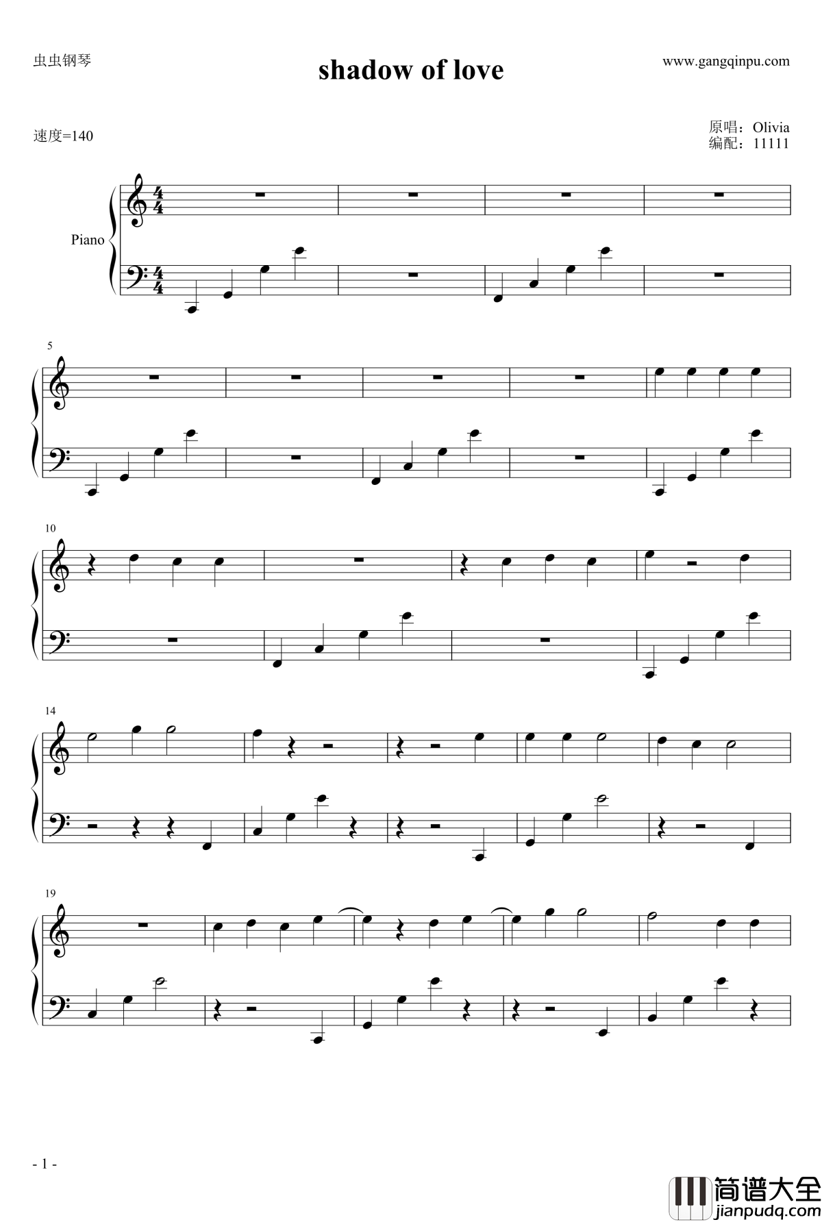 shadow_of_love钢琴谱_NANA