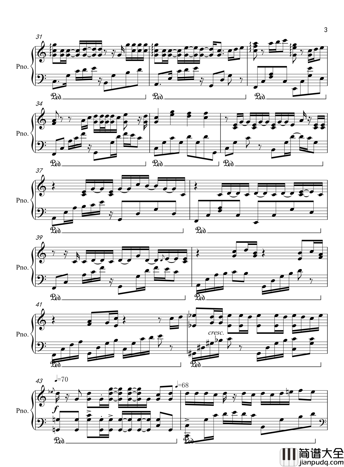 听爸爸的话钢琴谱_周杰伦