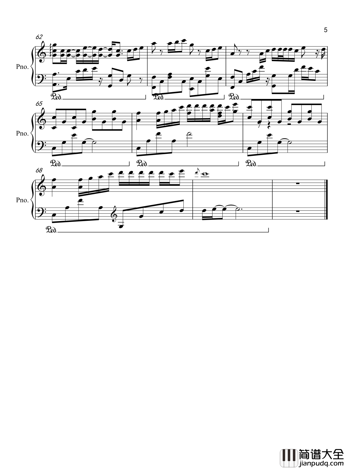 听爸爸的话钢琴谱_周杰伦