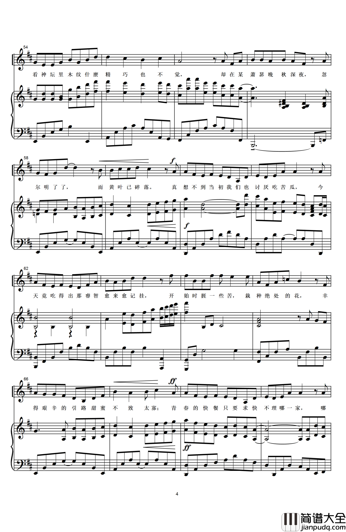 苦瓜钢琴谱_陈奕迅