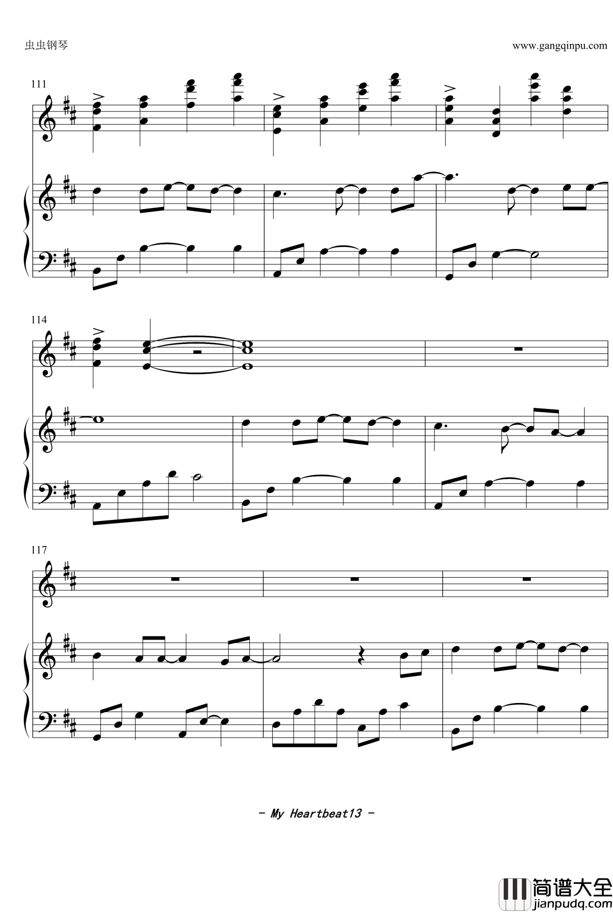 心跳感应钢琴谱_My_Heartbeat_Y_Lam