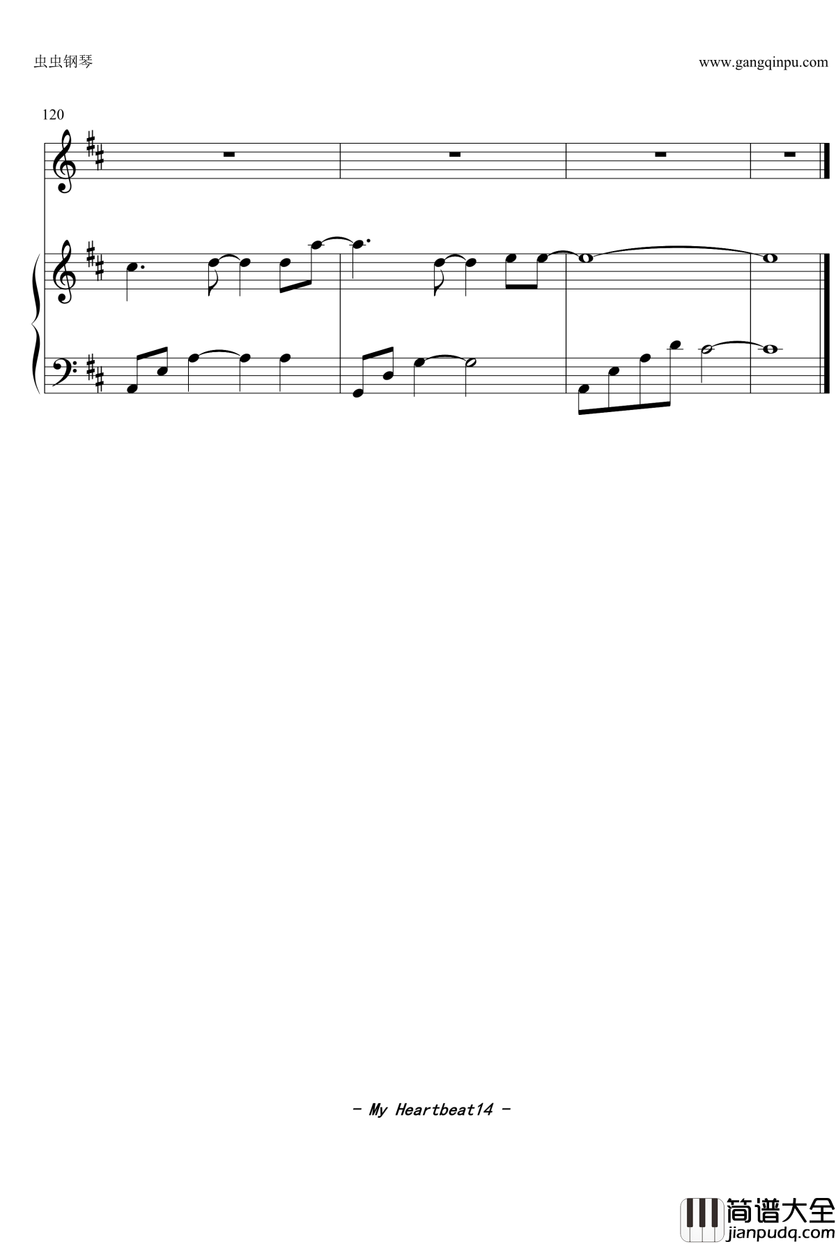 心跳感应钢琴谱_My_Heartbeat_Y_Lam