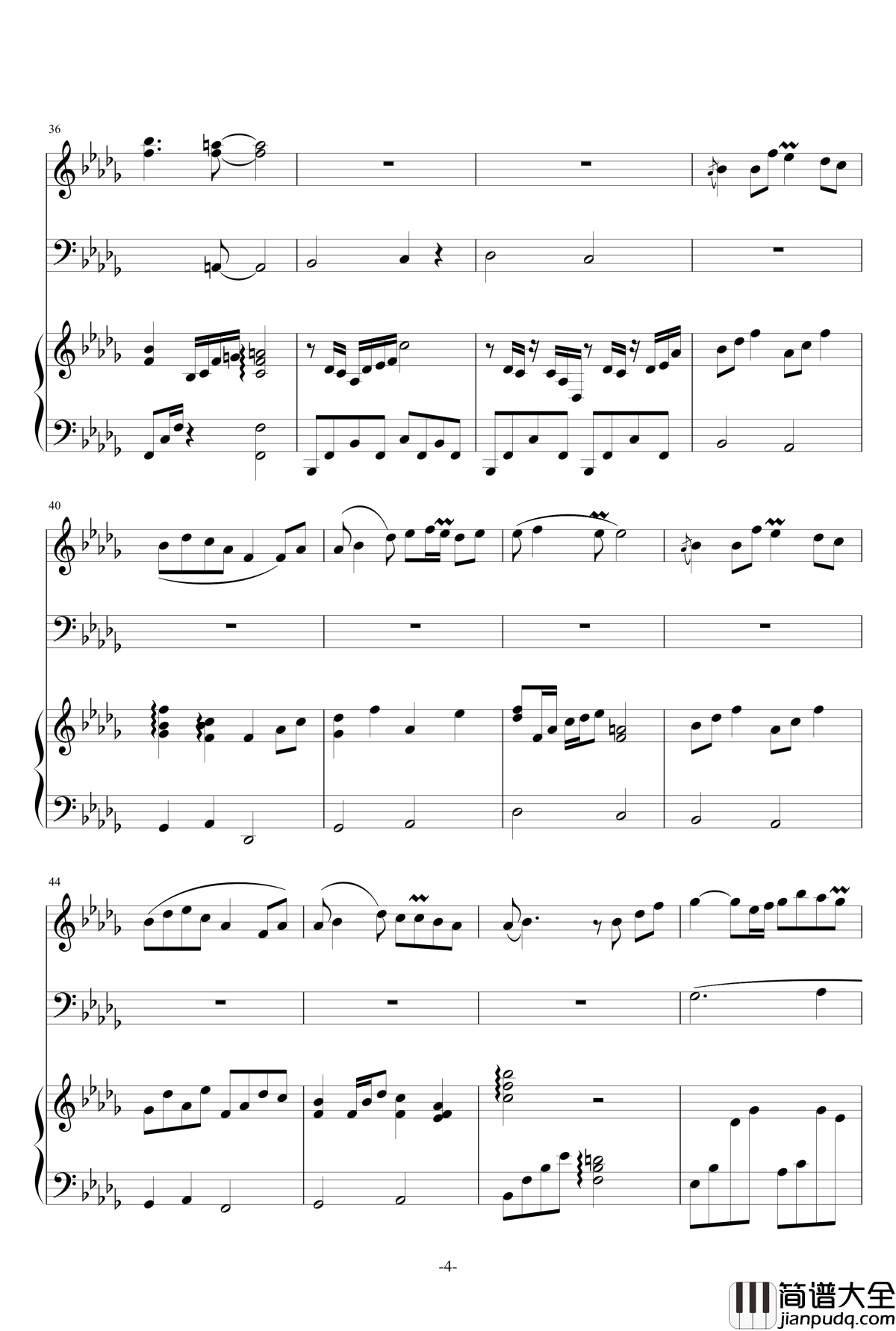 手掌心钢琴谱__兰陵王_片尾曲精编合奏版_兰陵王