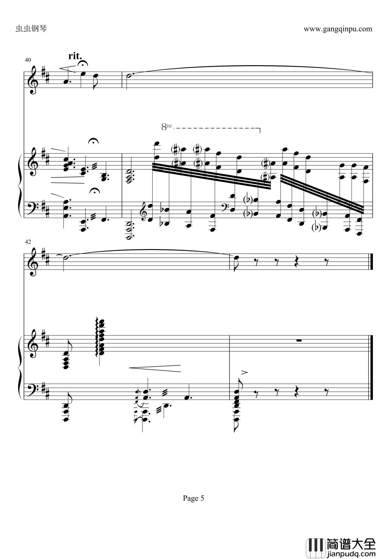 我和我的祖国钢琴谱_正谱_李谷一