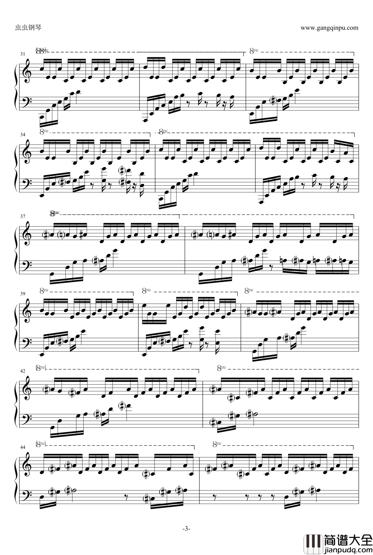 使命召唤僵尸模式BGM钢琴谱_Damned_修改版_使命召唤