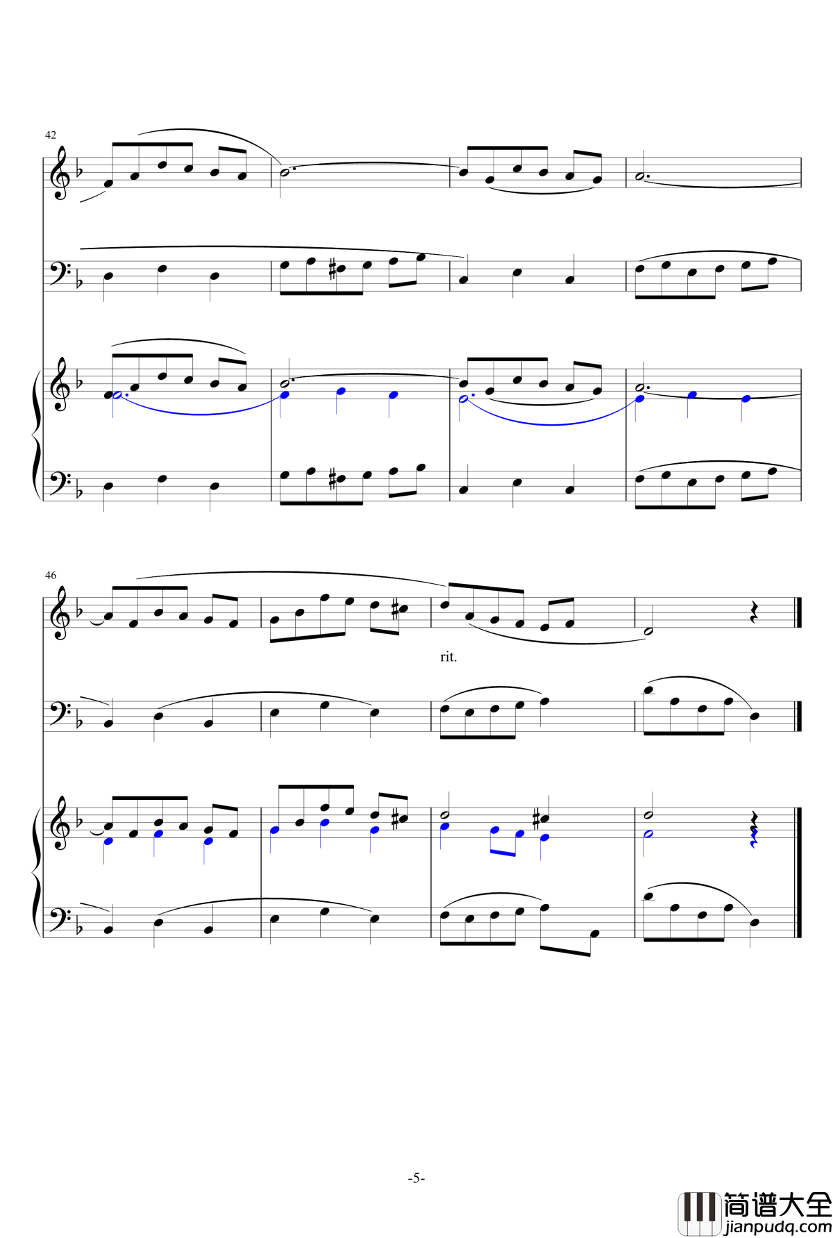 很唯美的复调二声部合唱钢琴谱_宋予陌