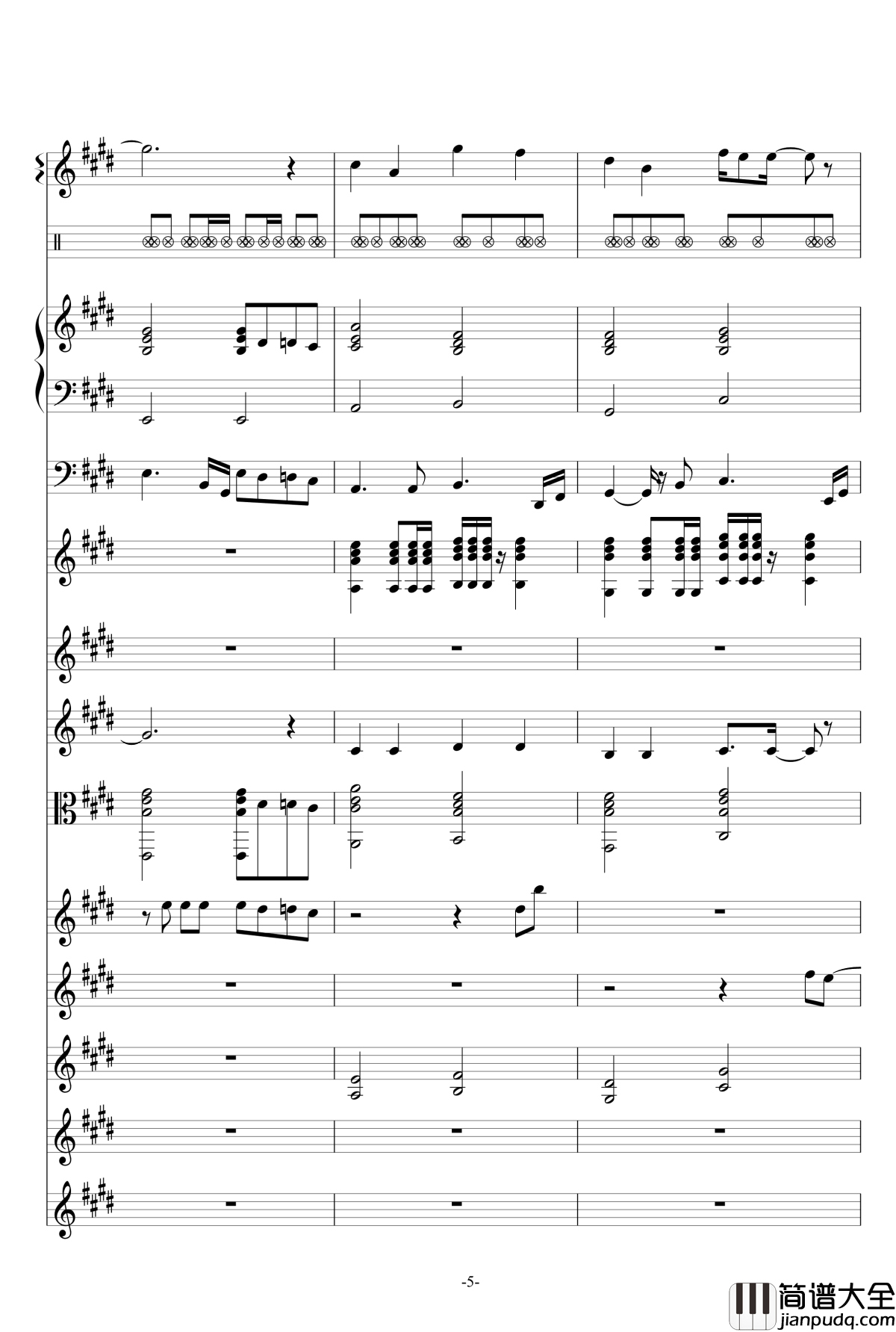 爱的海洋钢琴谱_曲婉婷_总谱