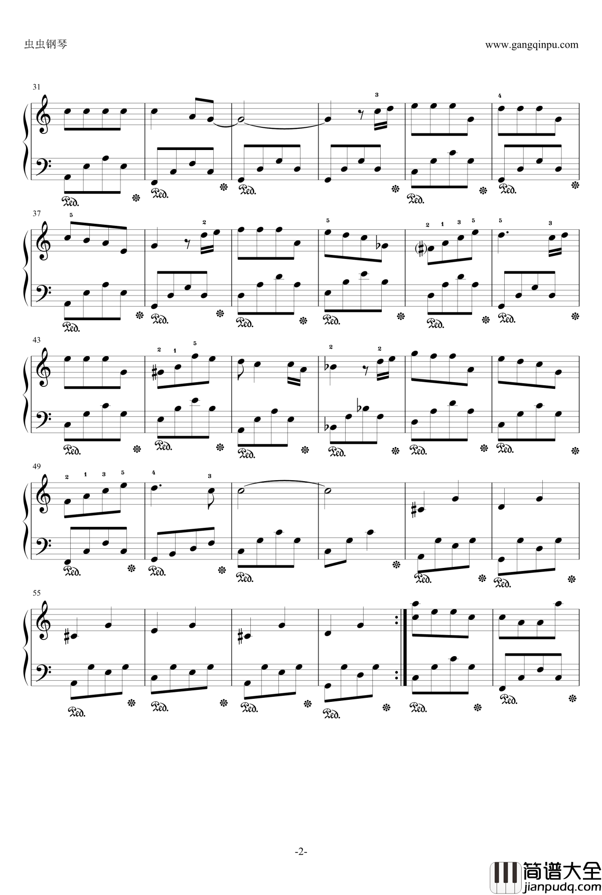 不再见钢琴谱_优美简单演奏版_陈学东