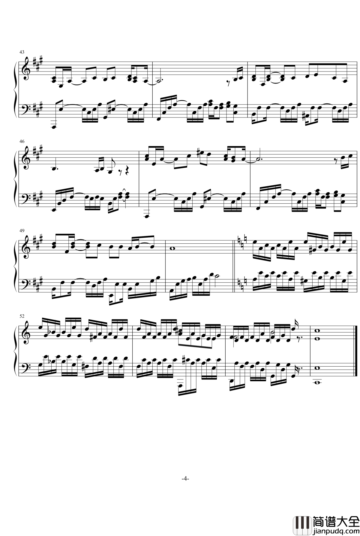 无言相知钢琴谱_庸才