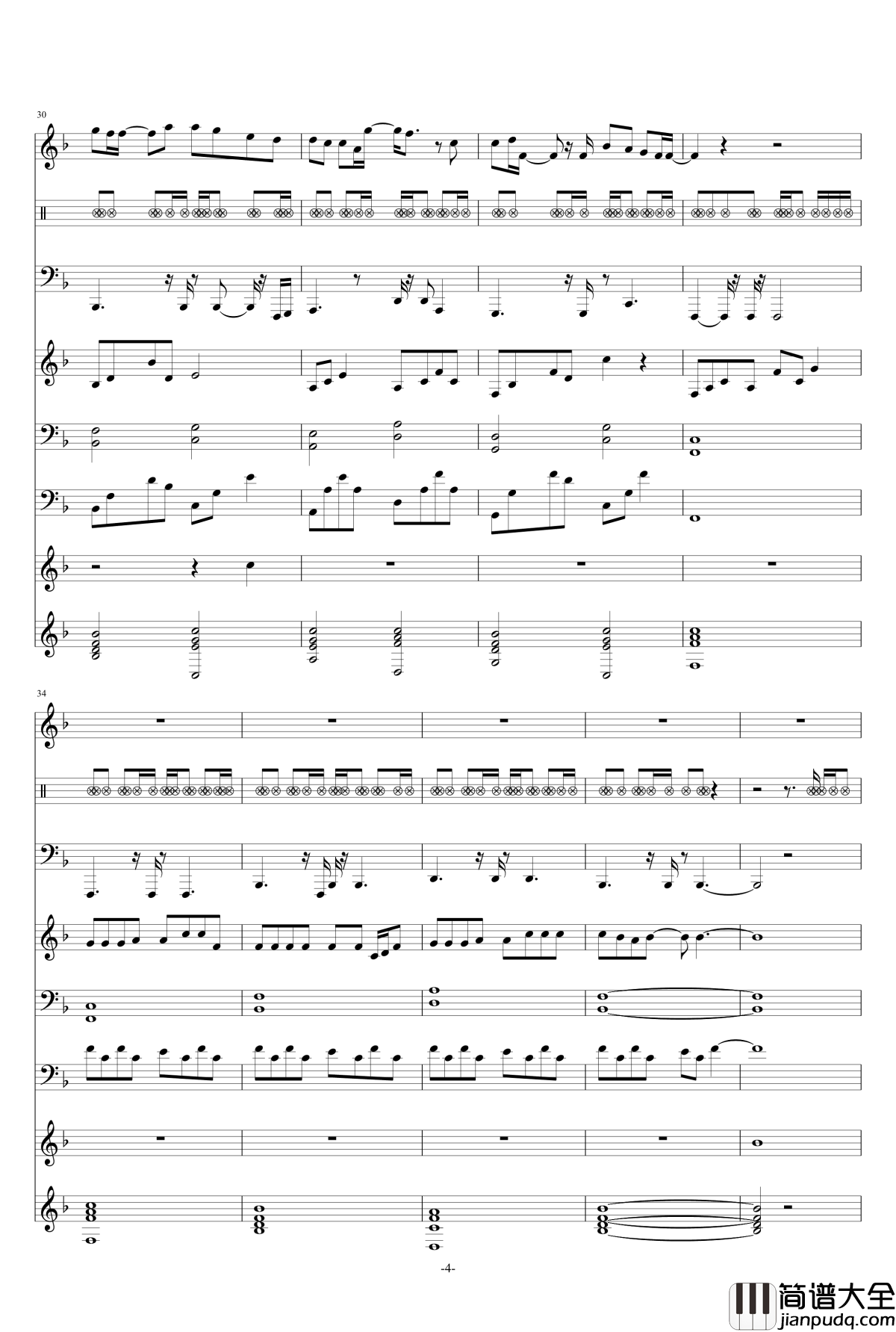 一路向北钢琴谱_总谱_周杰伦