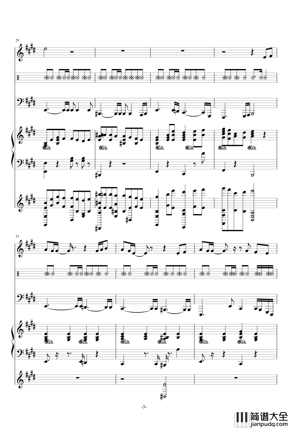 最长的电影钢琴谱_总谱_周杰伦