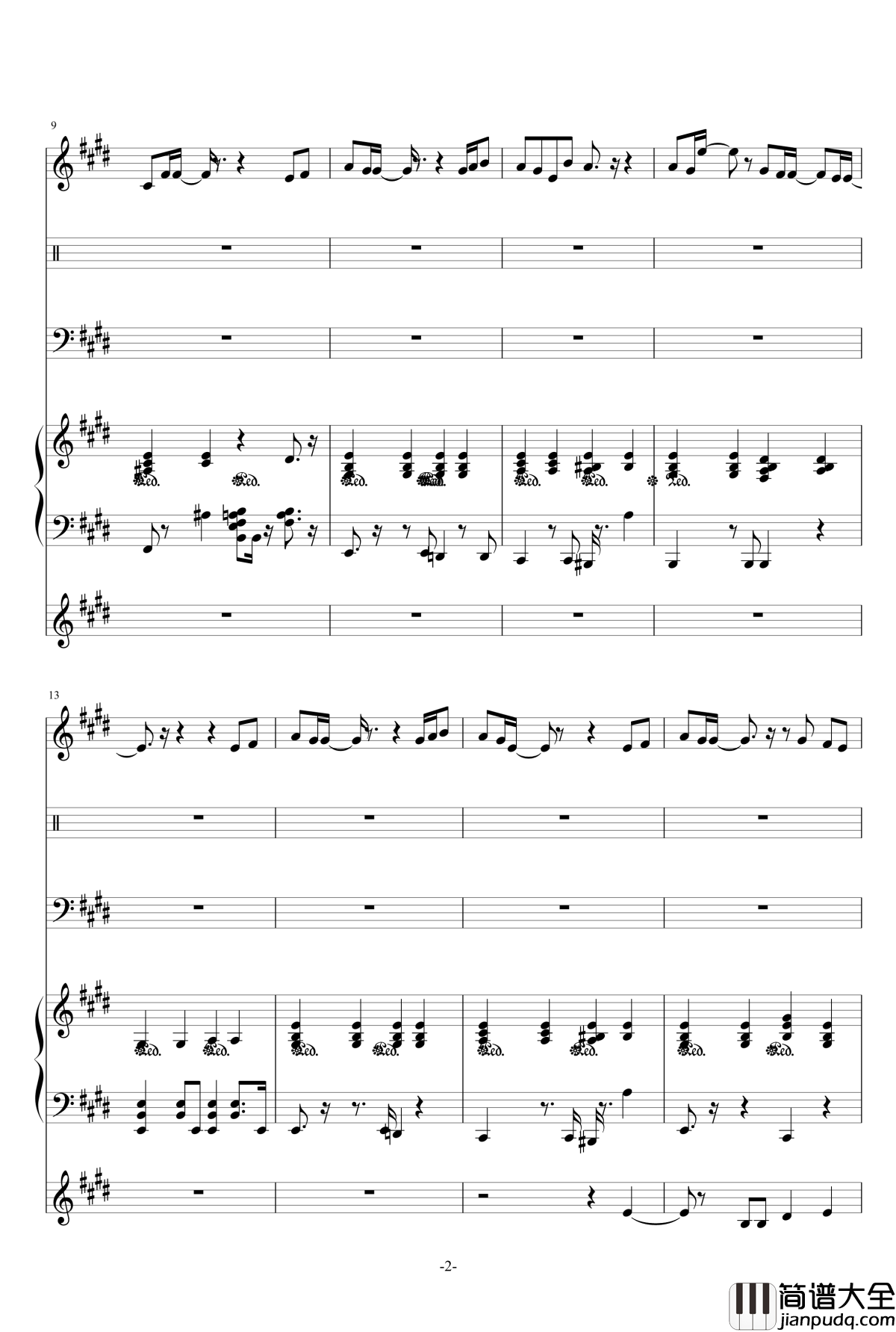 最长的电影钢琴谱_总谱_周杰伦