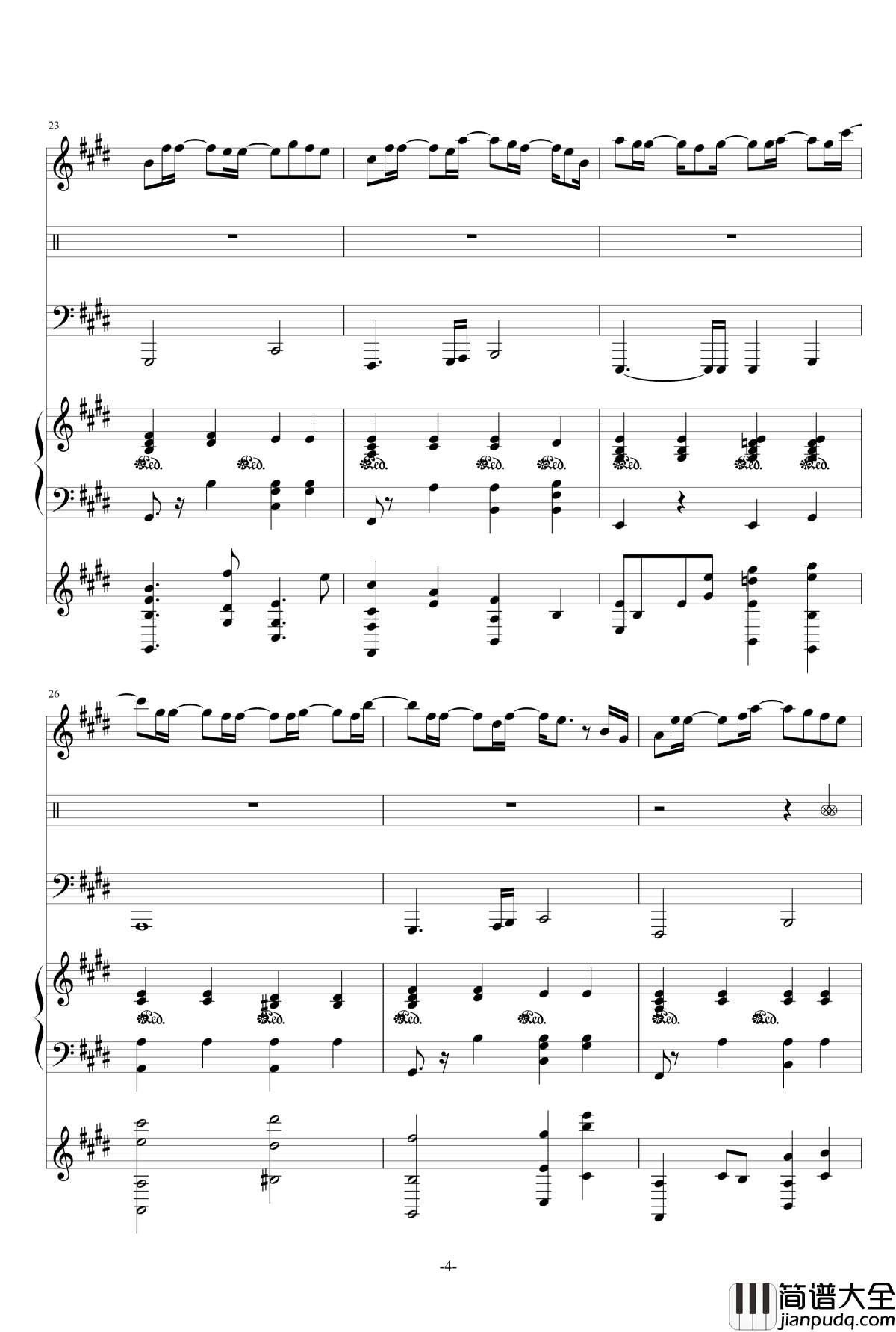 最长的电影钢琴谱_总谱_周杰伦