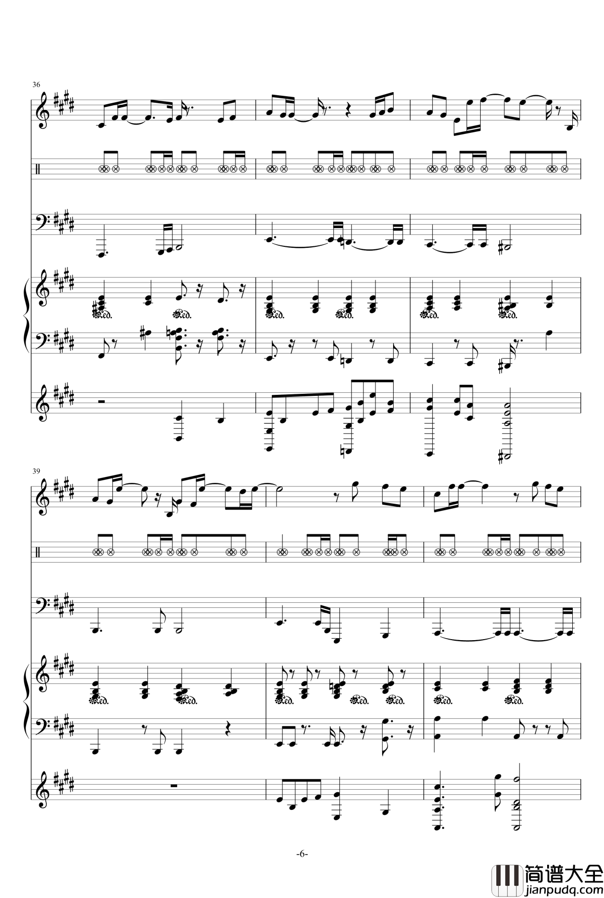 最长的电影钢琴谱_总谱_周杰伦