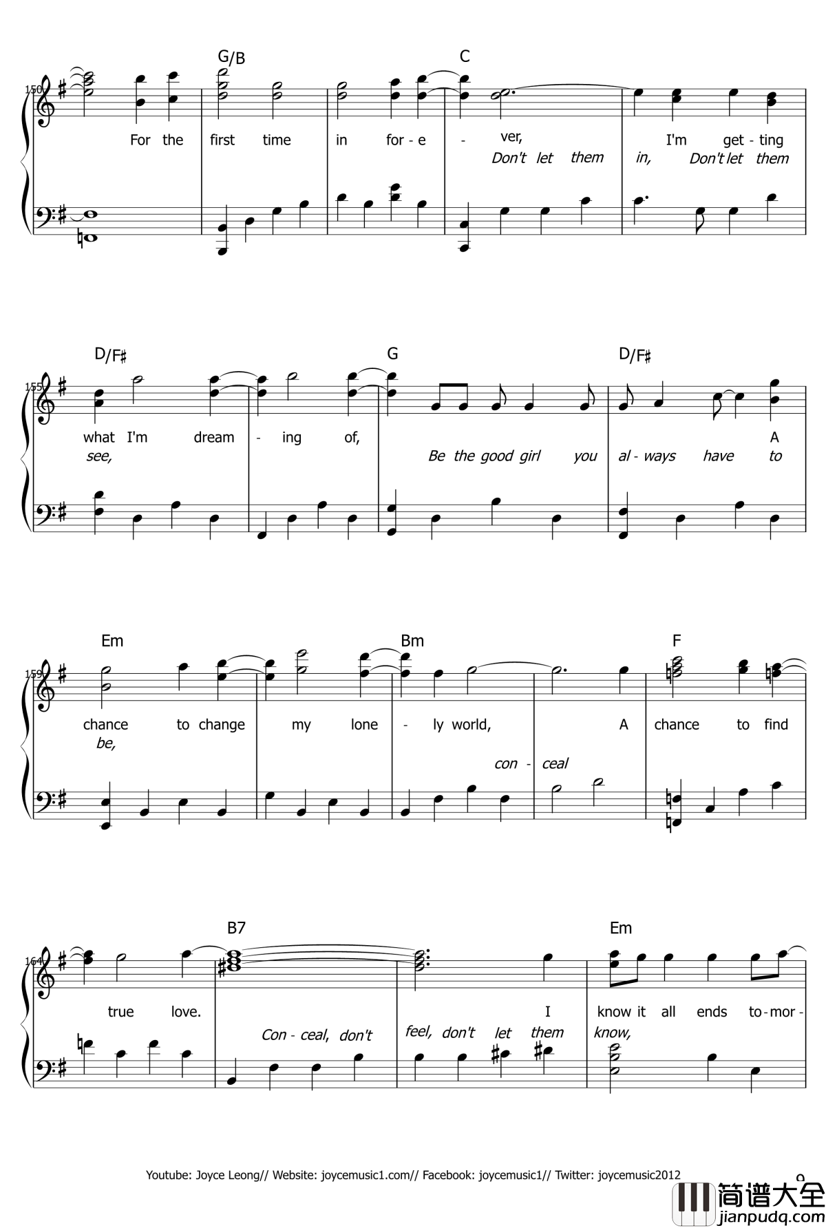 for_the_first_time_forever钢琴谱_Joyce_Leong