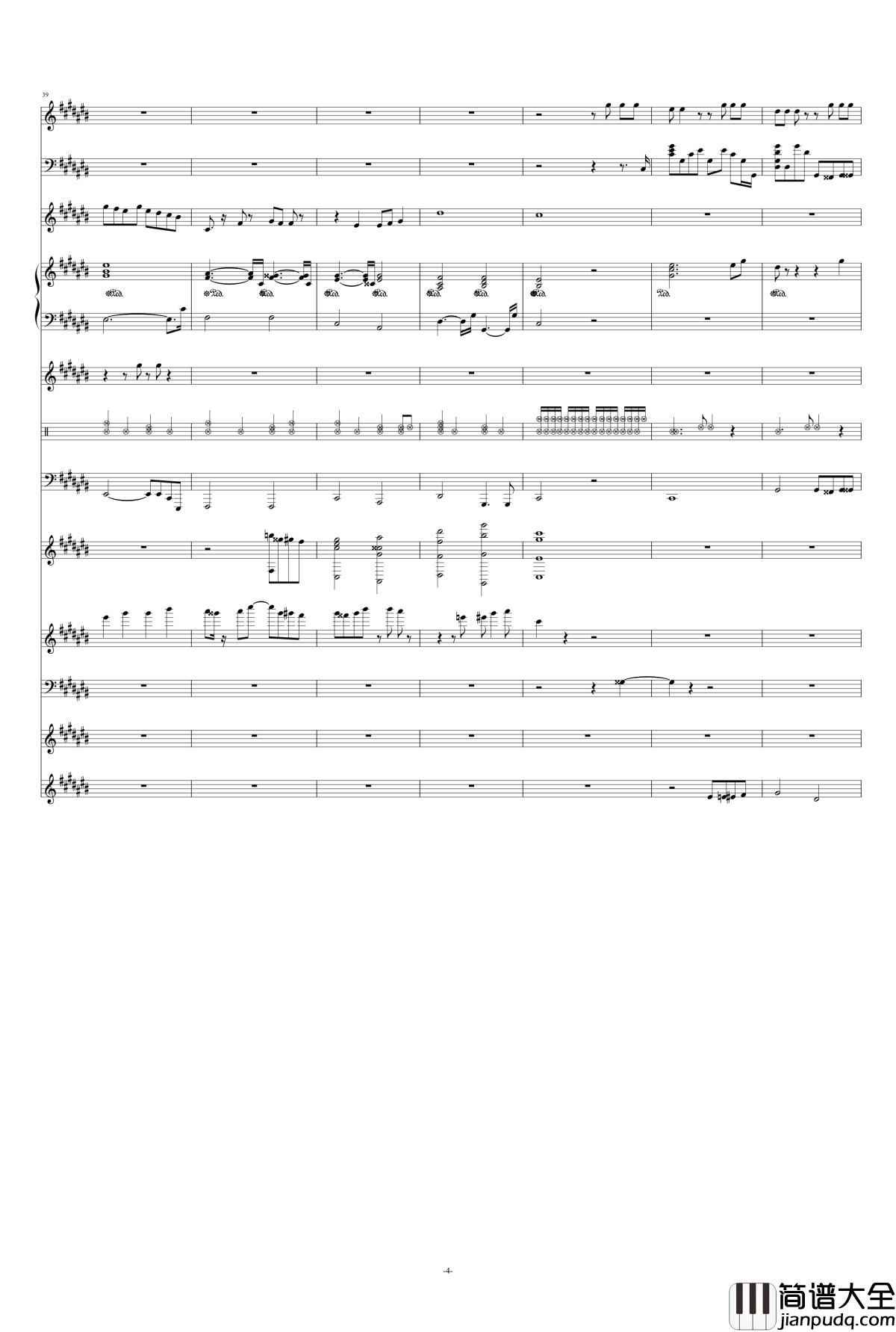 月光钢琴谱_总谱_王心凌