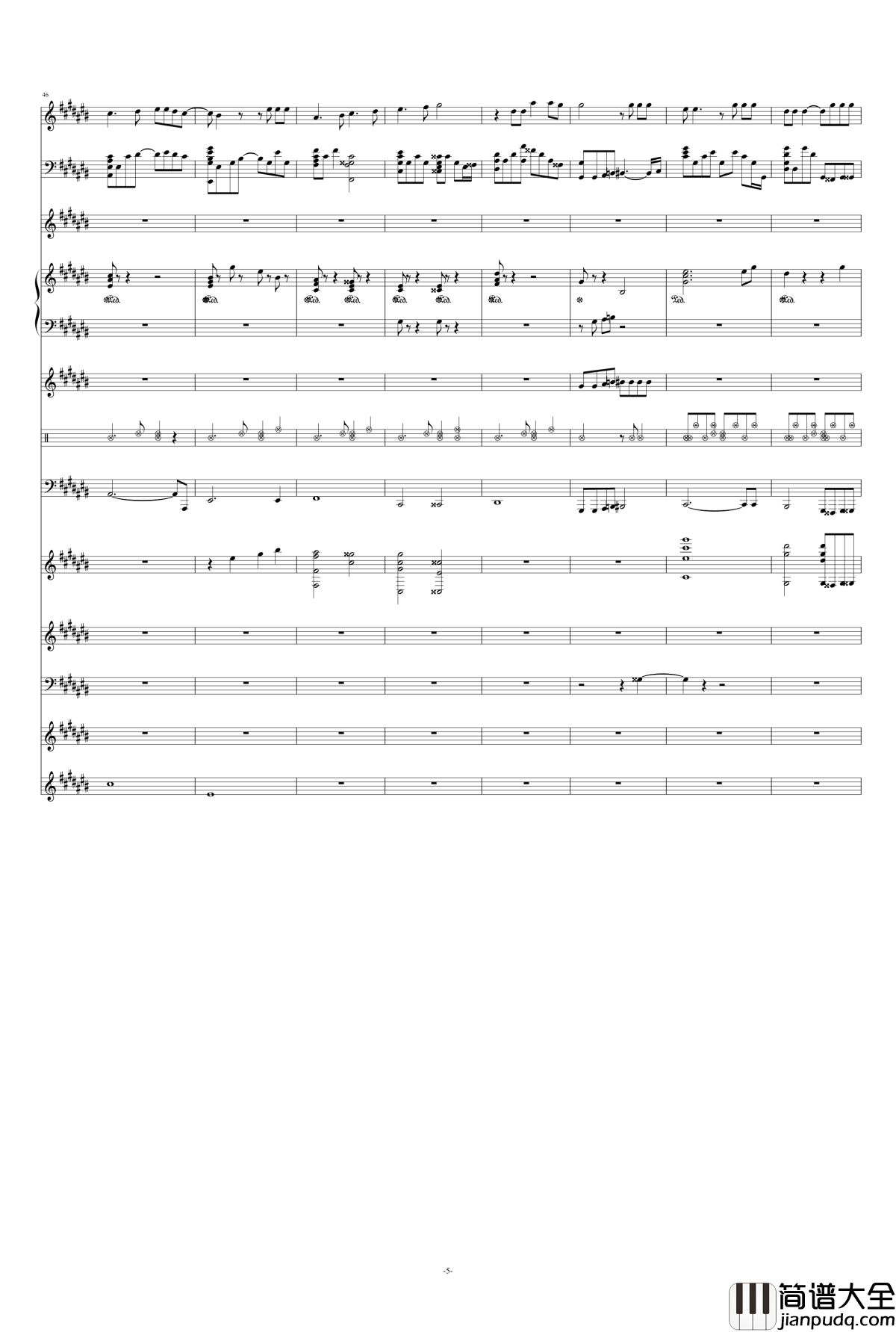 月光钢琴谱_总谱_王心凌