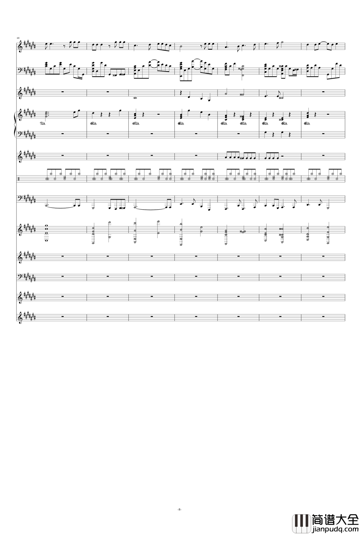 月光钢琴谱_总谱_王心凌