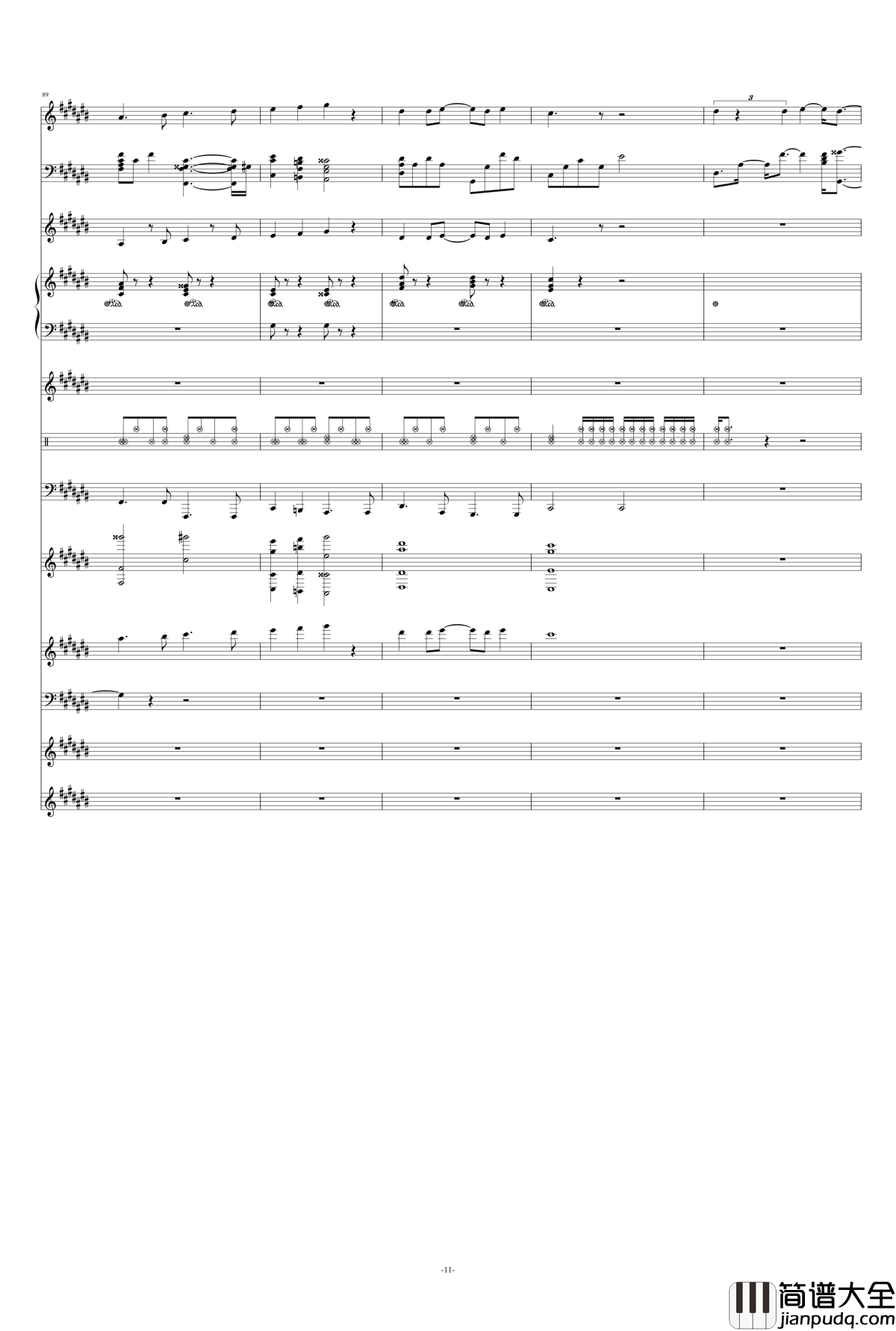 月光钢琴谱_总谱_王心凌