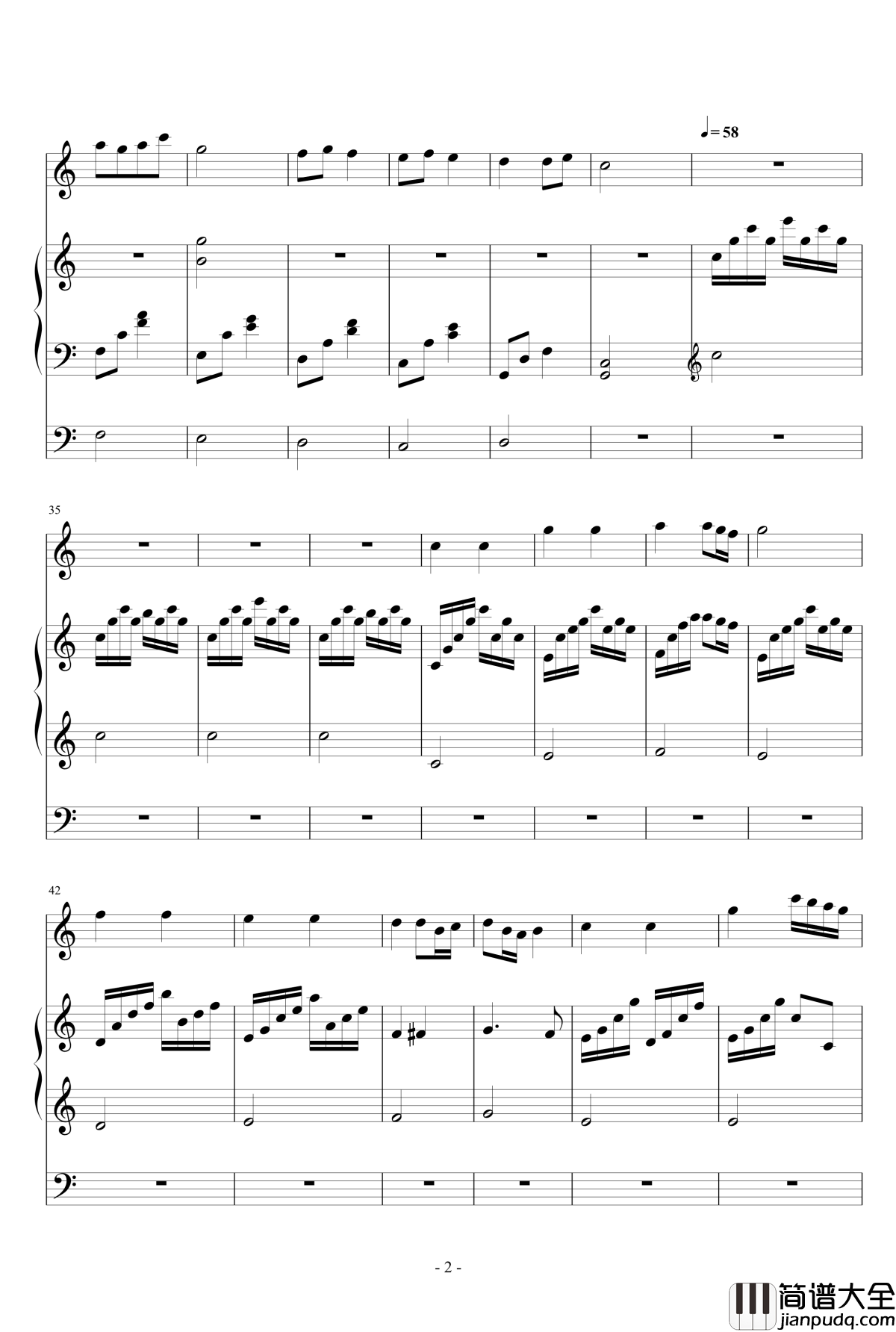 小星星钢琴谱_小提琴三声部版_莫扎特