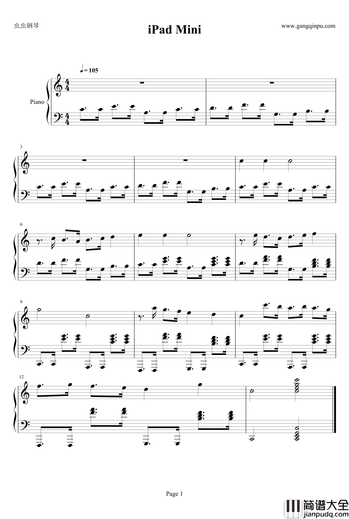 iPad_mini钢琴谱_iPad