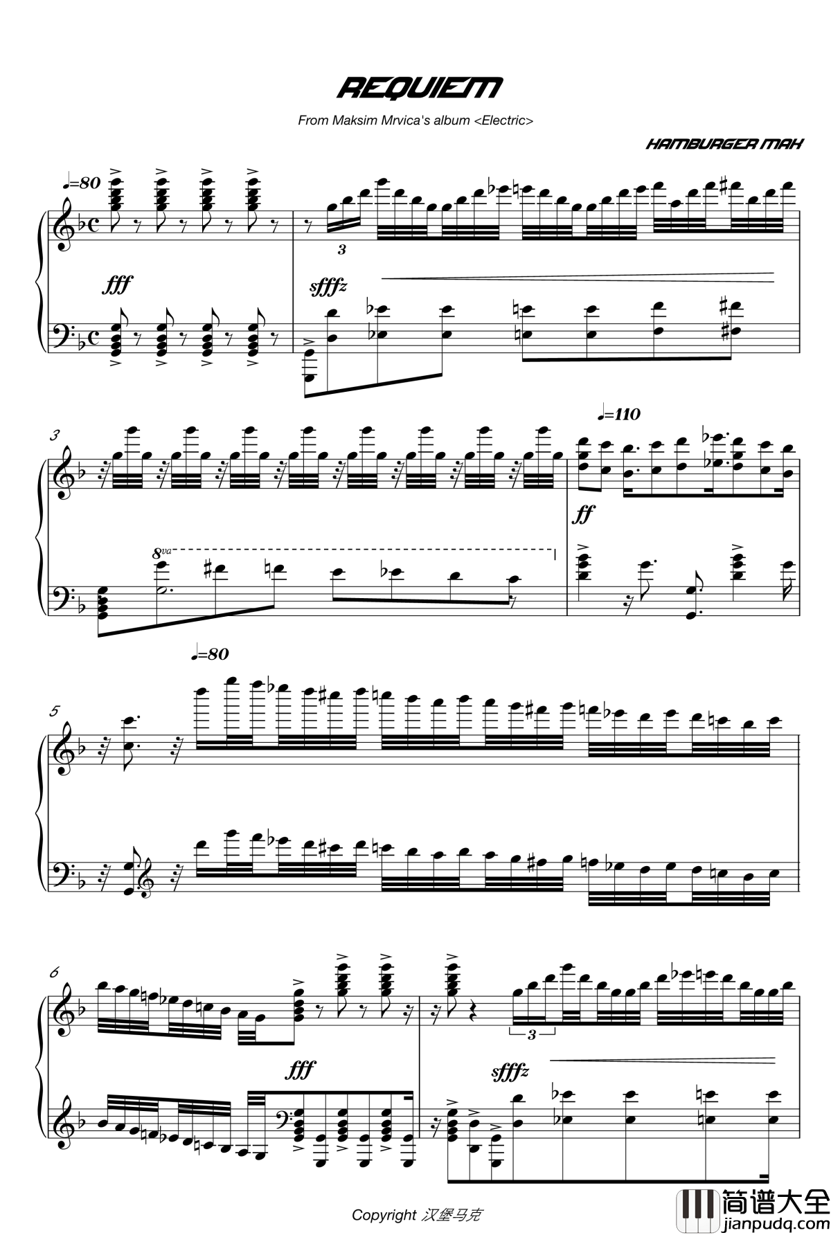 马克西姆安魂曲钢琴谱_Requiem_马克西姆_Maksim·Mrvica