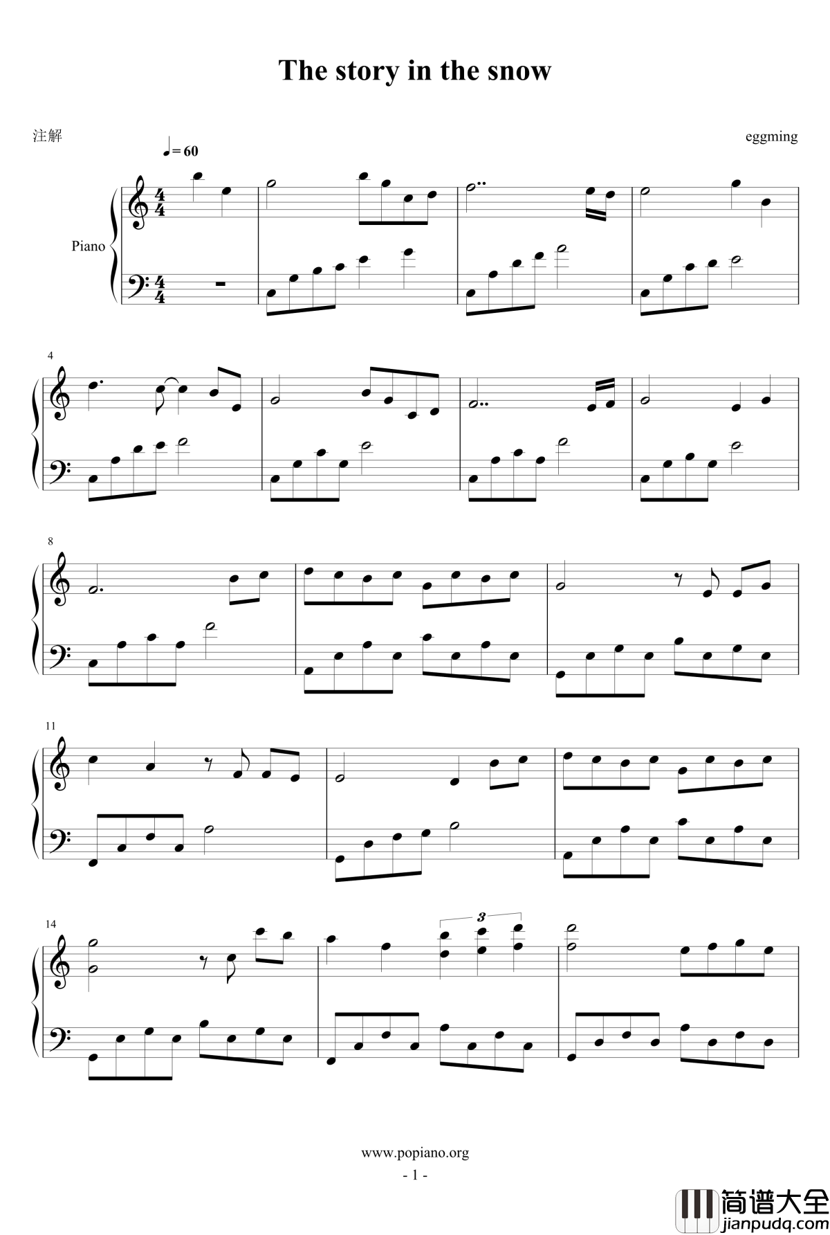 The_story_in_the_snow钢琴谱_eggming