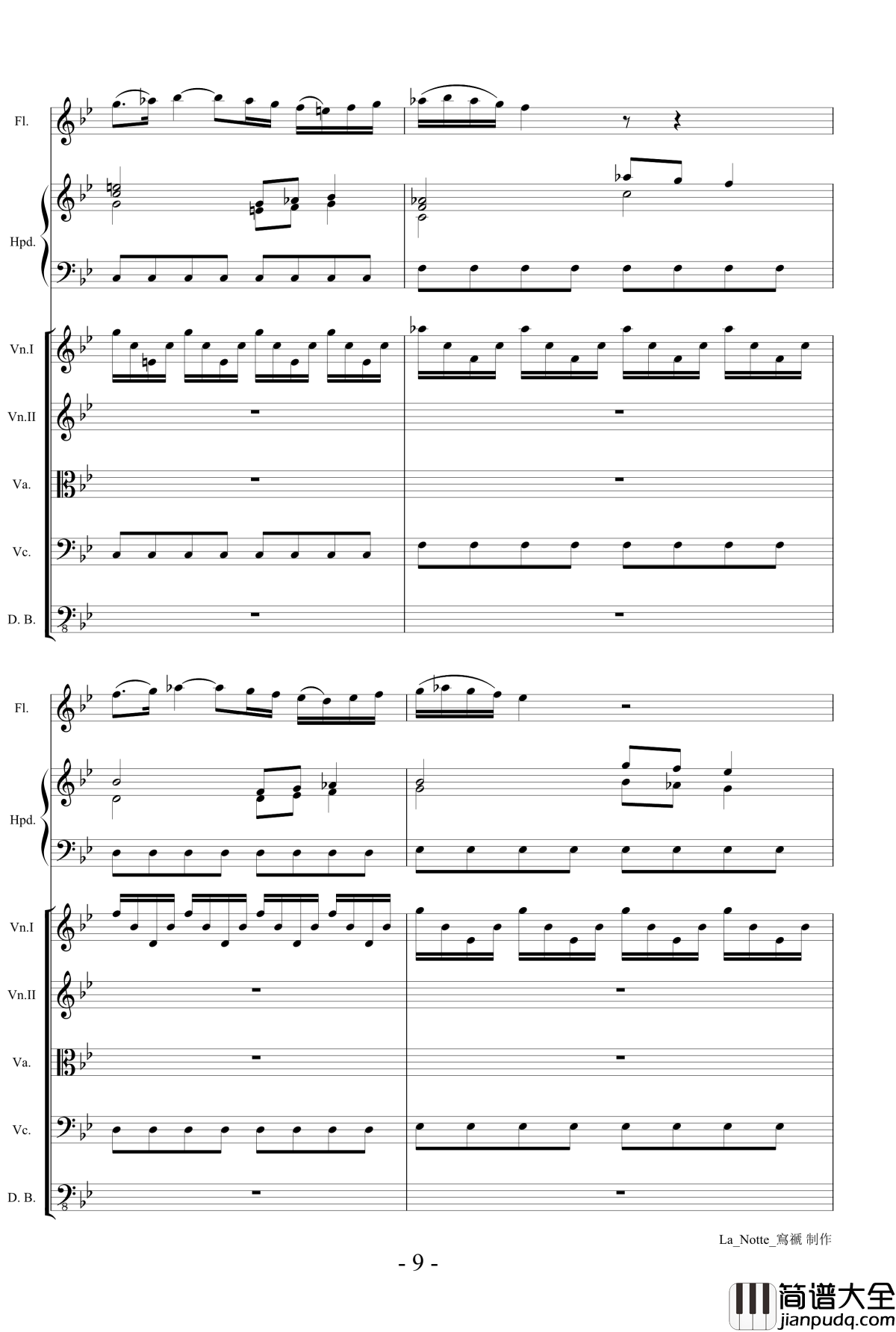 维瓦尔第长笛协奏曲钢琴谱_RV439夜La_Notte_第三乐章