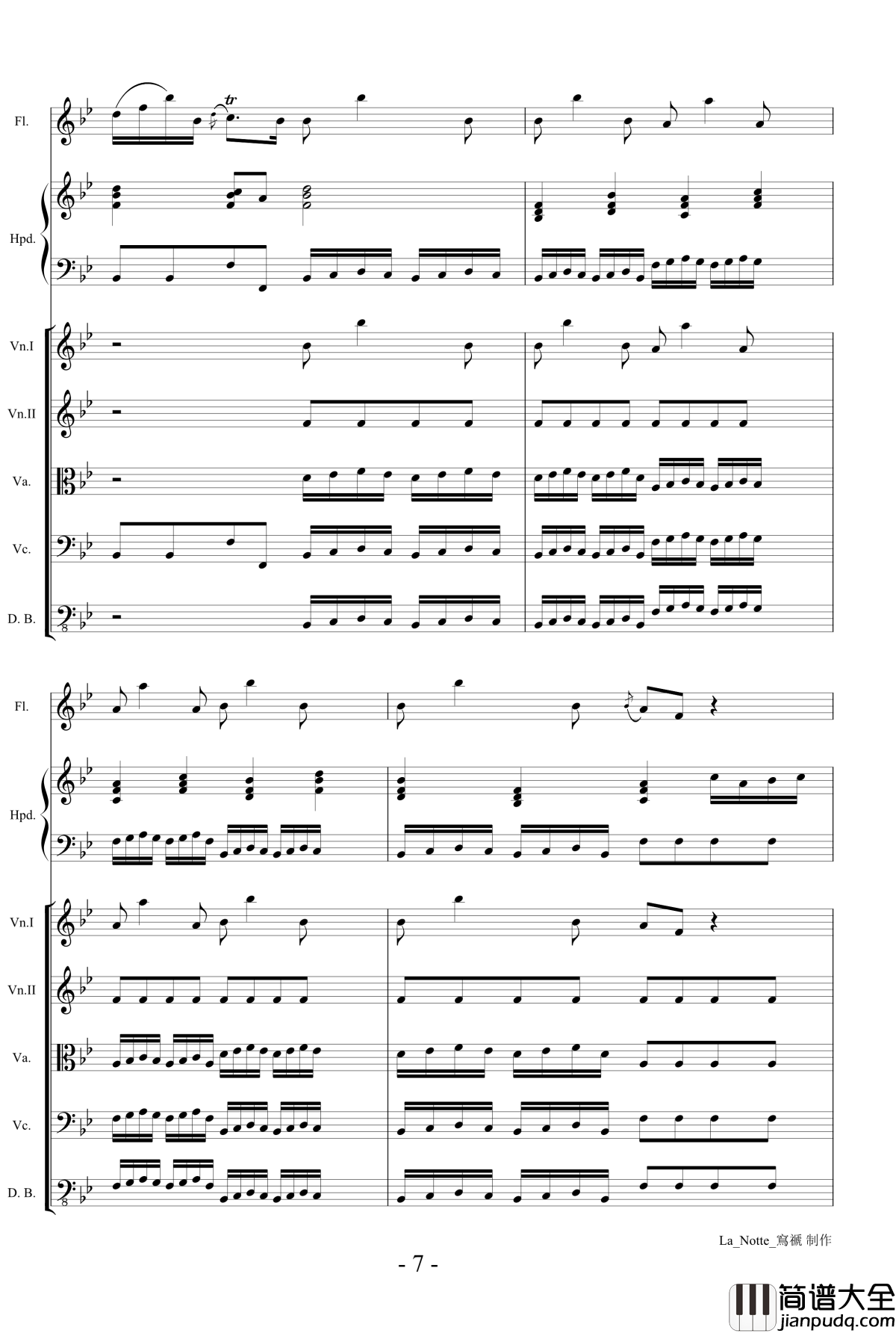 维瓦尔第长笛协奏曲钢琴谱_RV439夜La_Notte_第三乐章