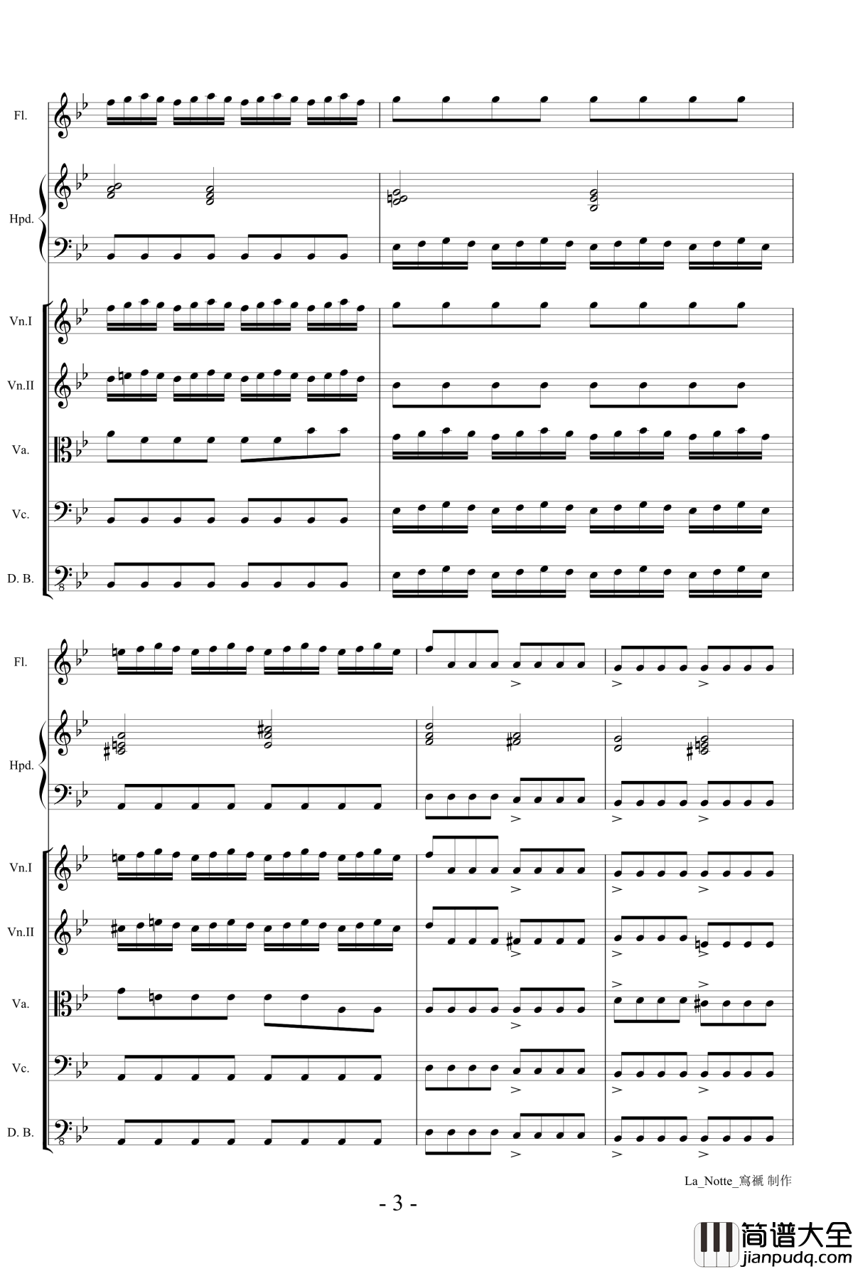 维瓦尔第长笛协奏曲钢琴谱_RV439夜La_Notte_第三乐章