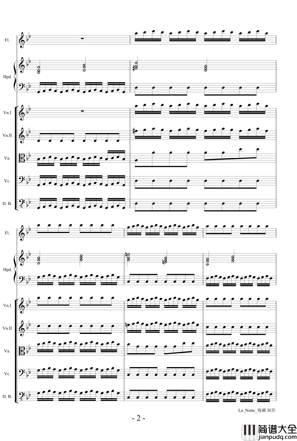 维瓦尔第长笛协奏曲钢琴谱_RV439夜La_Notte_第三乐章