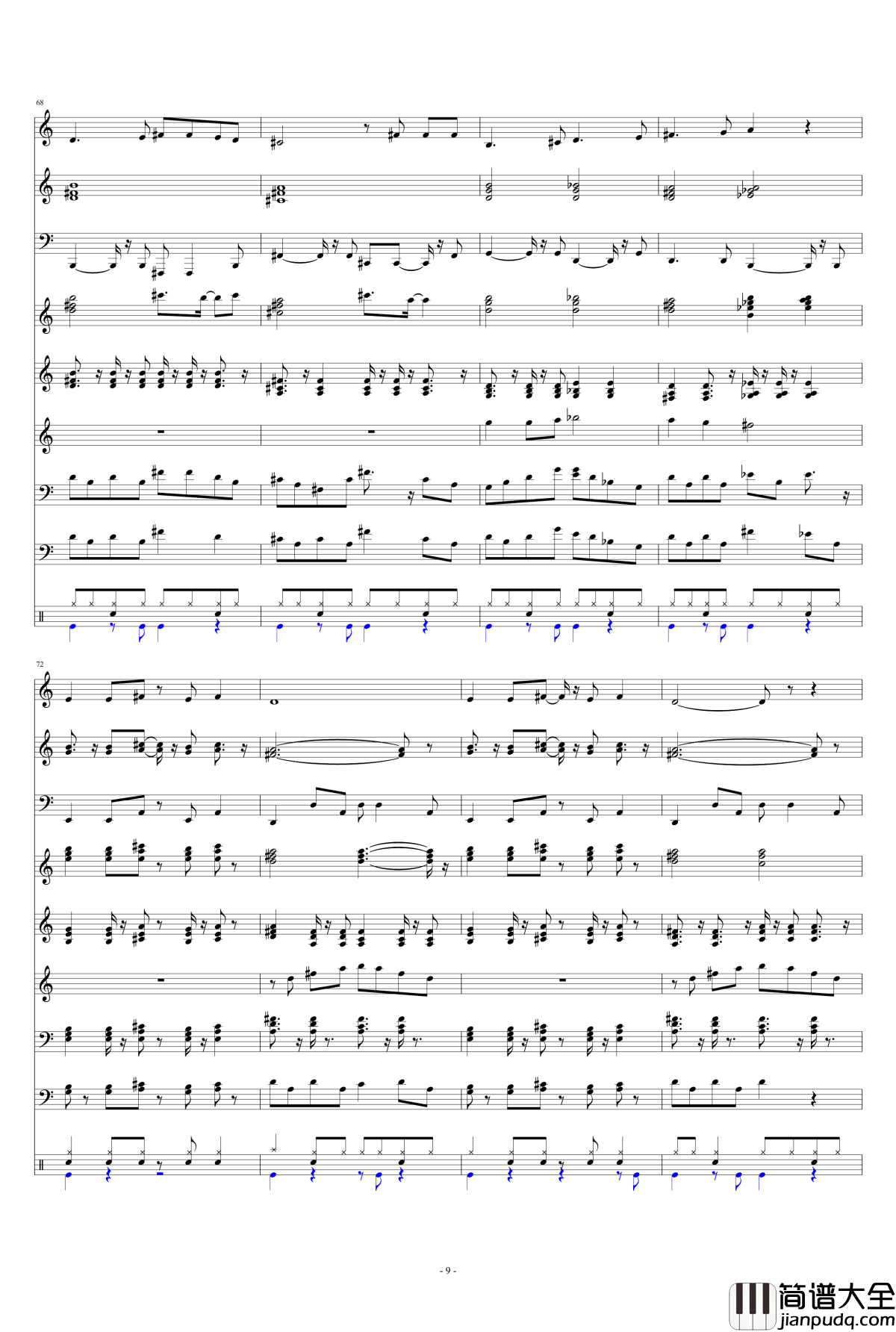 紫头发的女孩钢琴谱_v741201