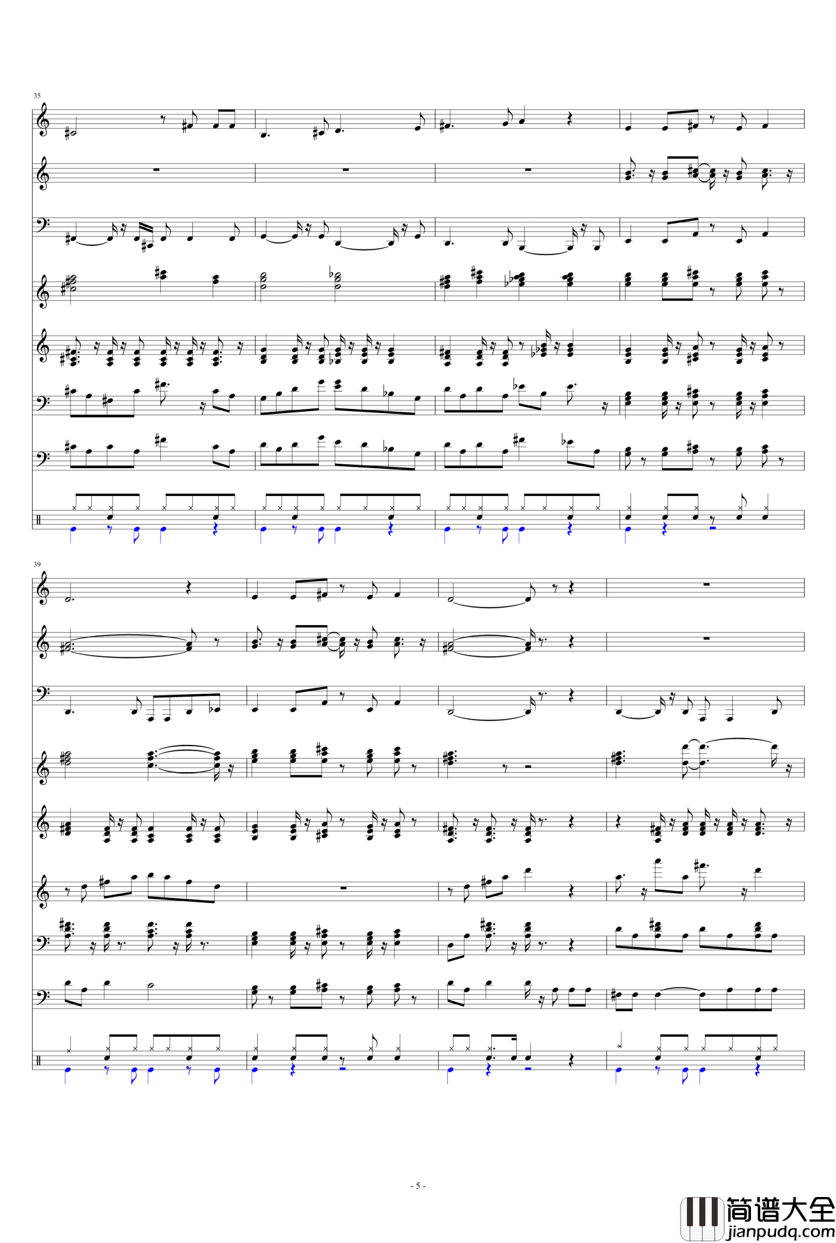 紫头发的女孩钢琴谱_v741201