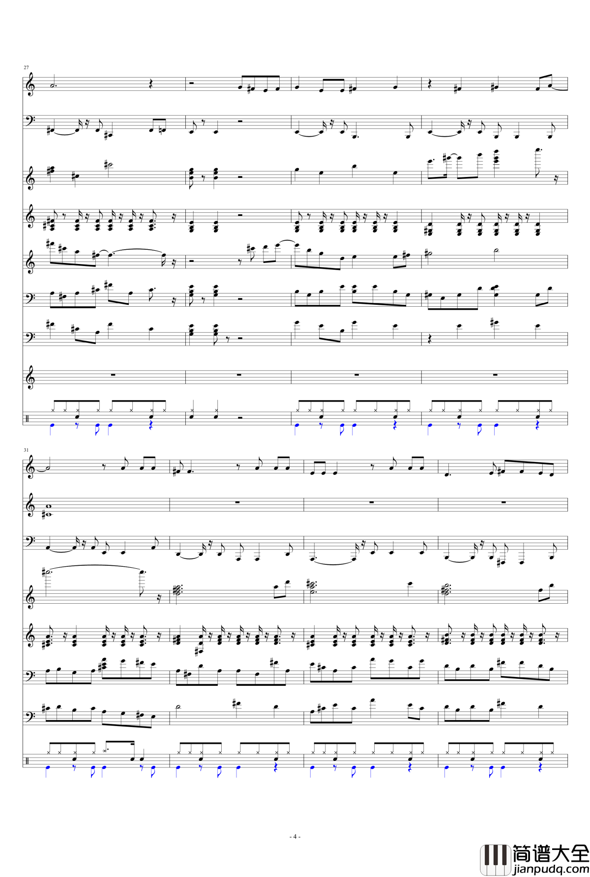 紫头发的女孩钢琴谱_v741201