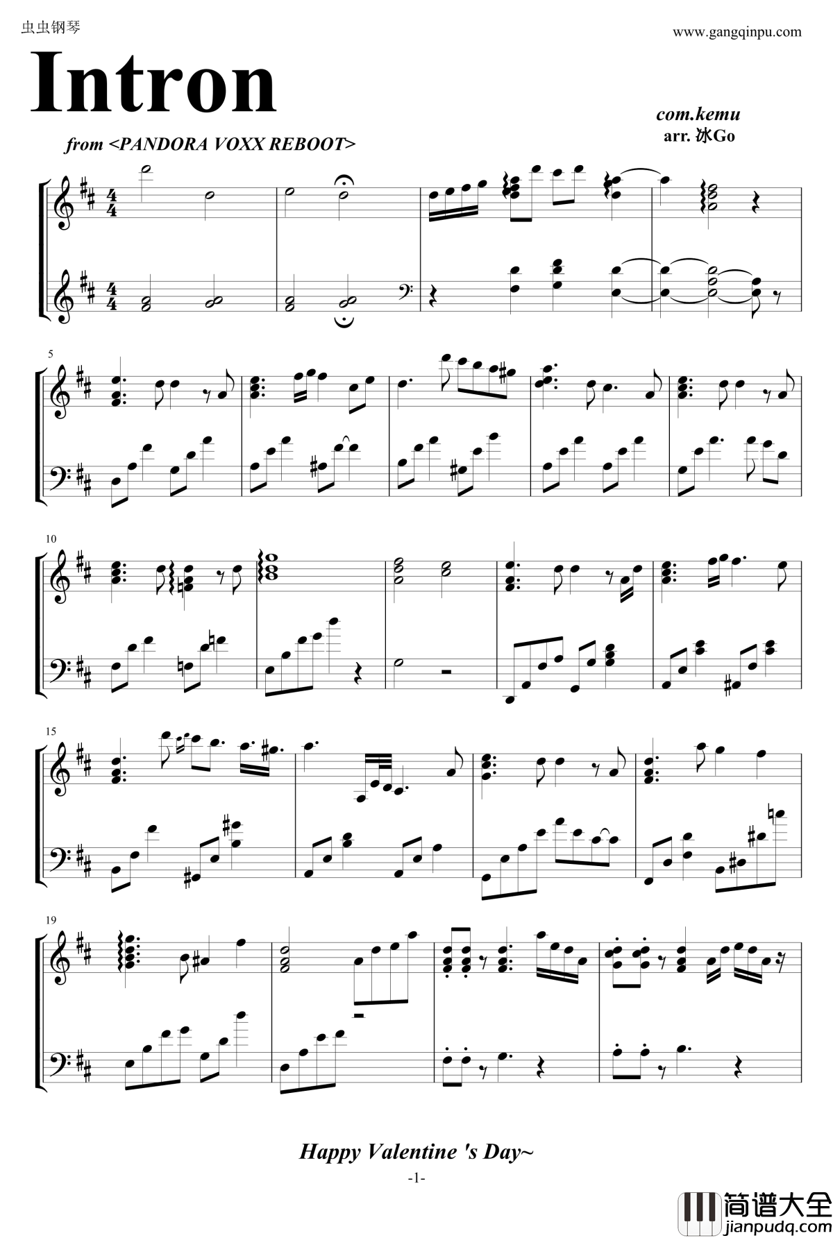 Intron钢琴谱_kemu
