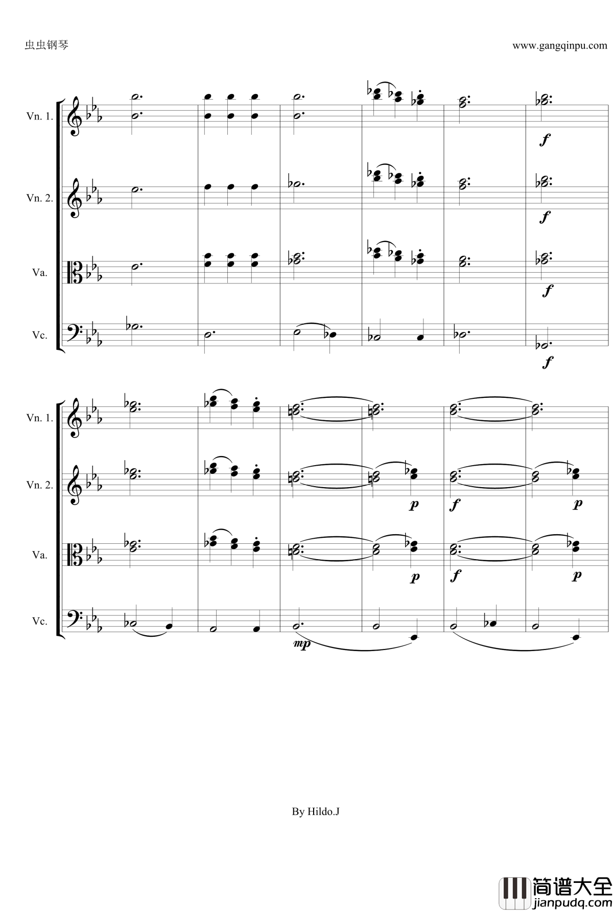 命运交响曲第三乐章钢琴谱_弦乐版_贝多芬_beethoven