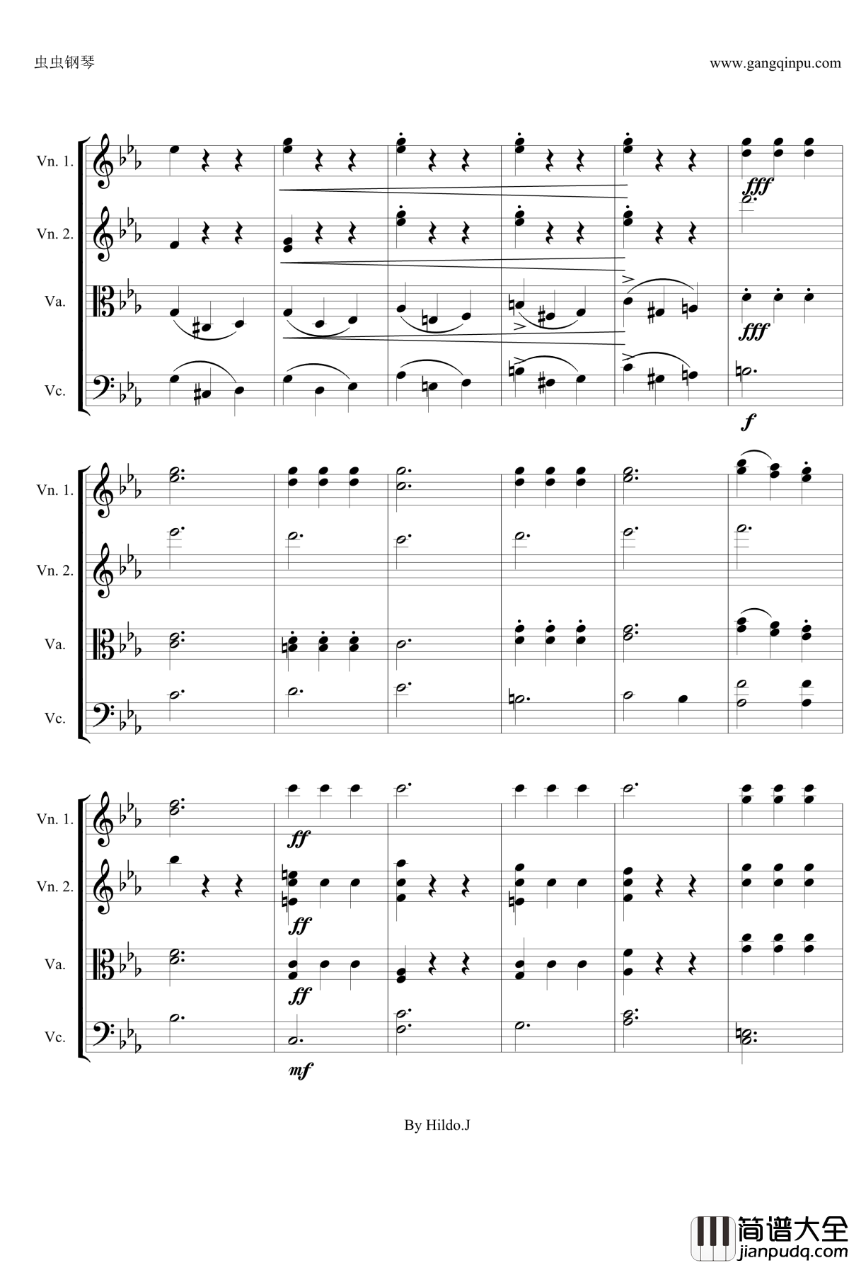 命运交响曲第三乐章钢琴谱_弦乐版_贝多芬_beethoven