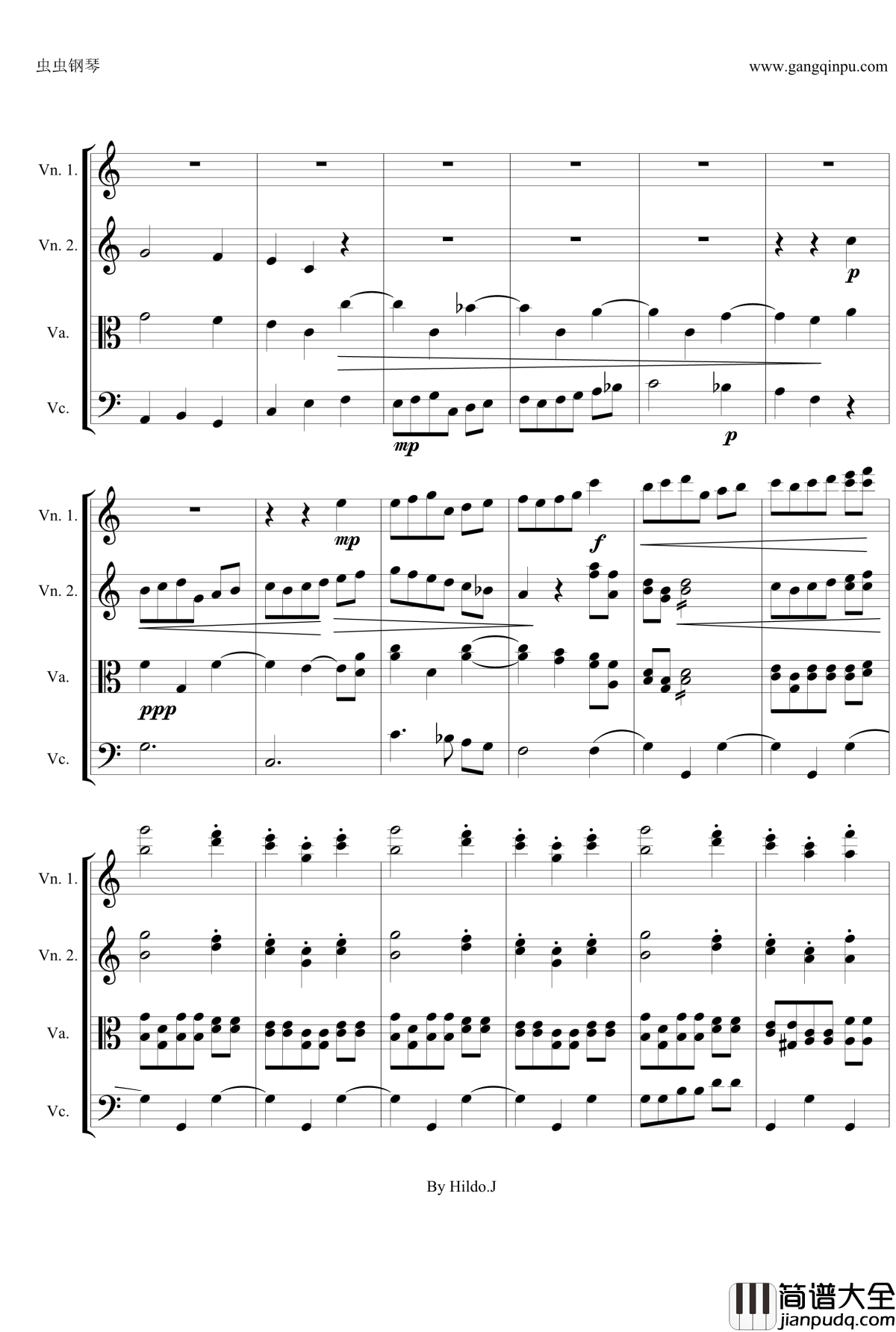 命运交响曲第三乐章钢琴谱_弦乐版_贝多芬_beethoven