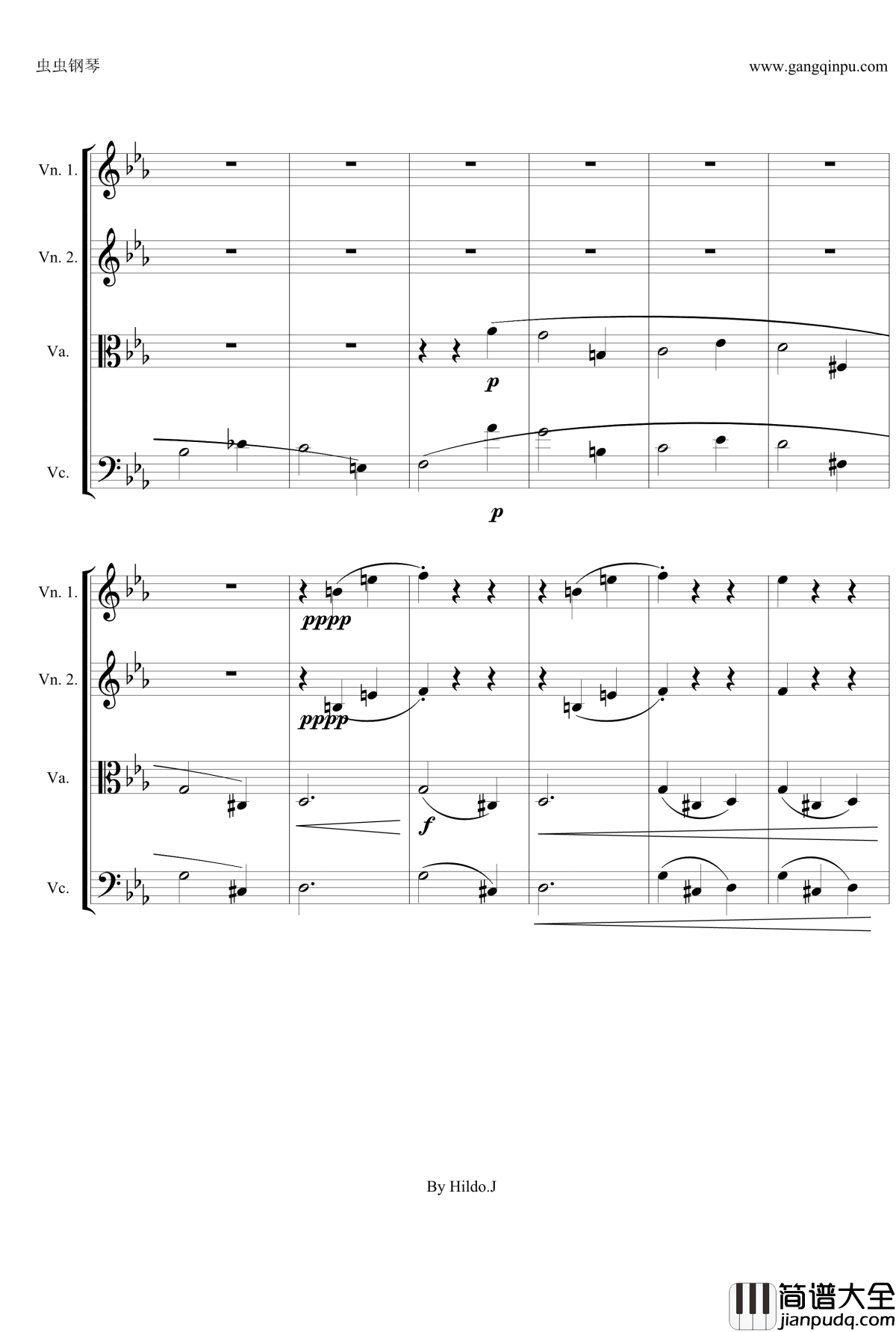 命运交响曲第三乐章钢琴谱_弦乐版_贝多芬_beethoven