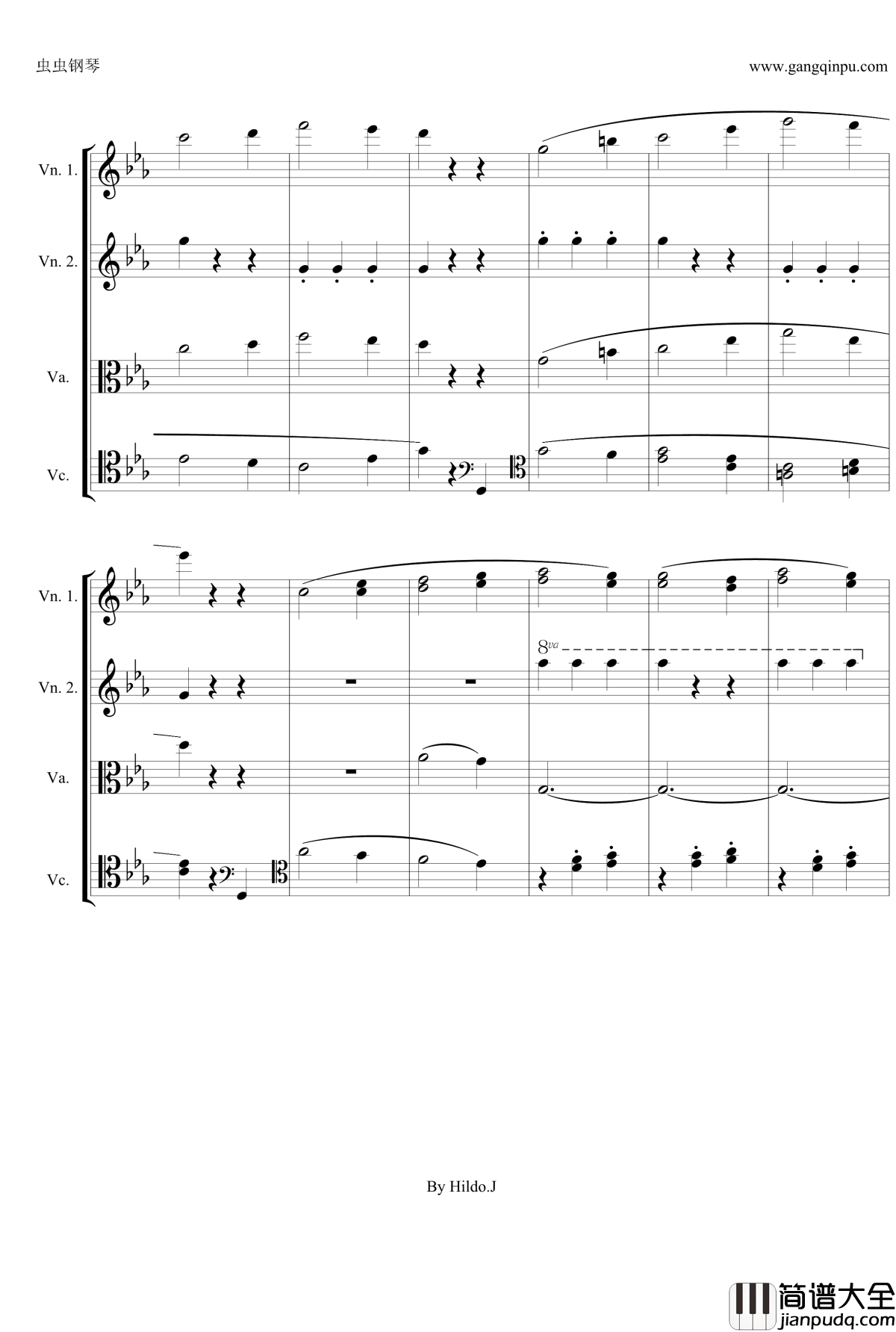 命运交响曲第三乐章钢琴谱_弦乐版_贝多芬_beethoven