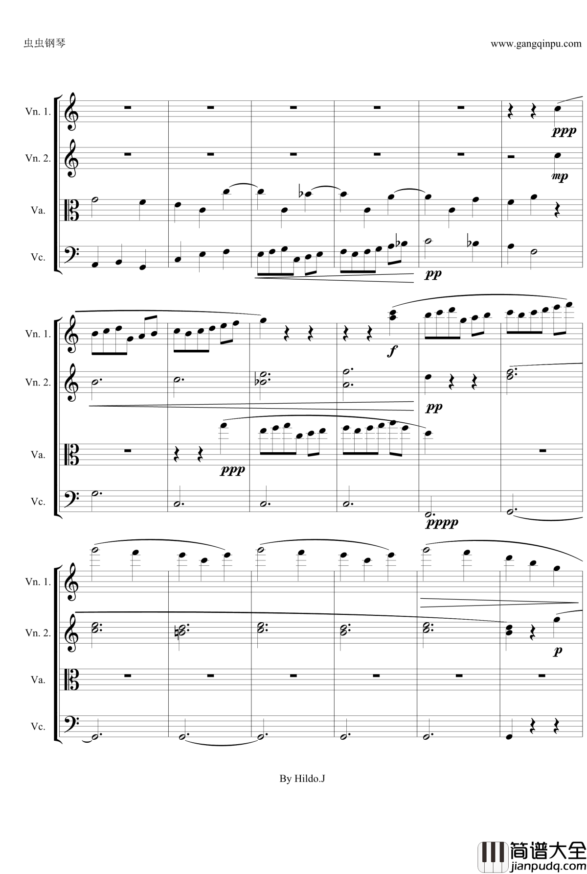 命运交响曲第三乐章钢琴谱_弦乐版_贝多芬_beethoven