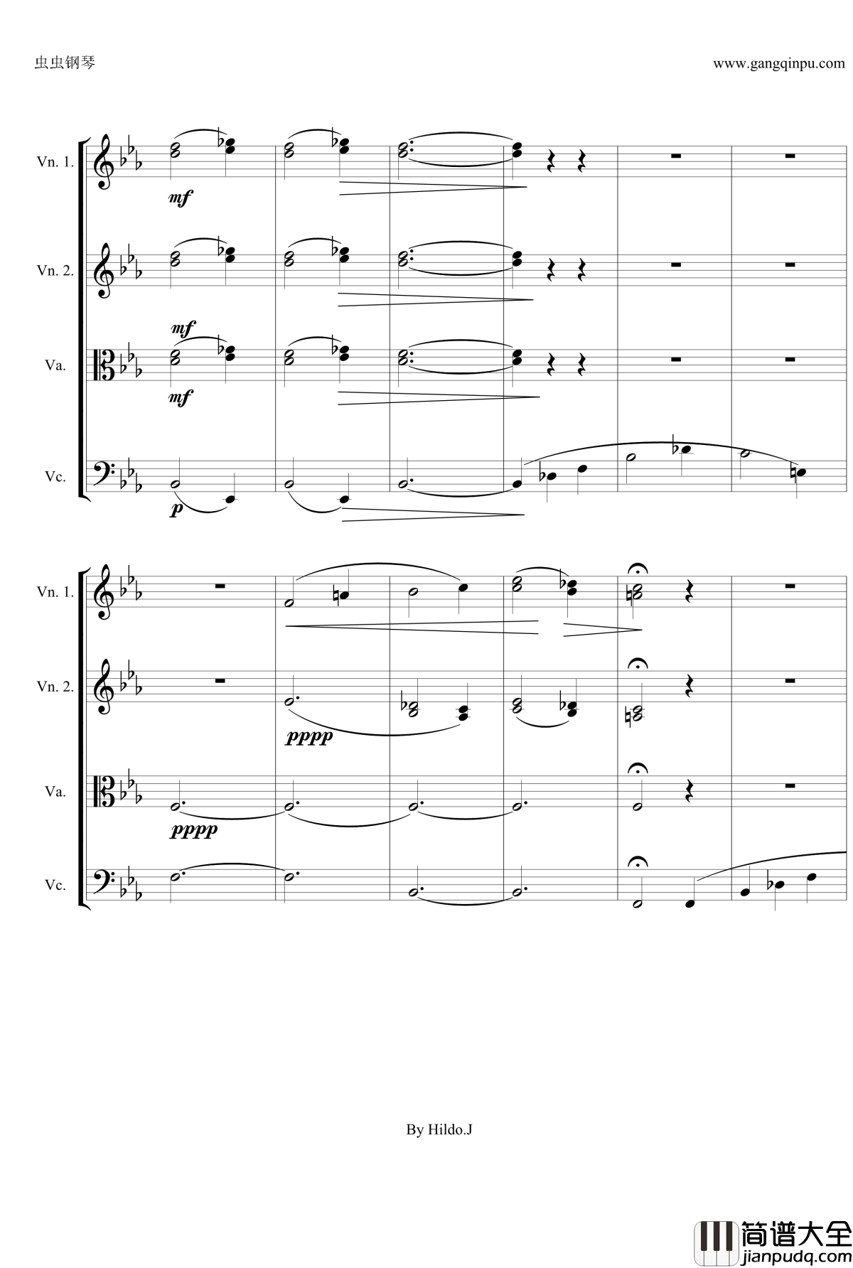 命运交响曲第三乐章钢琴谱_弦乐版_贝多芬_beethoven