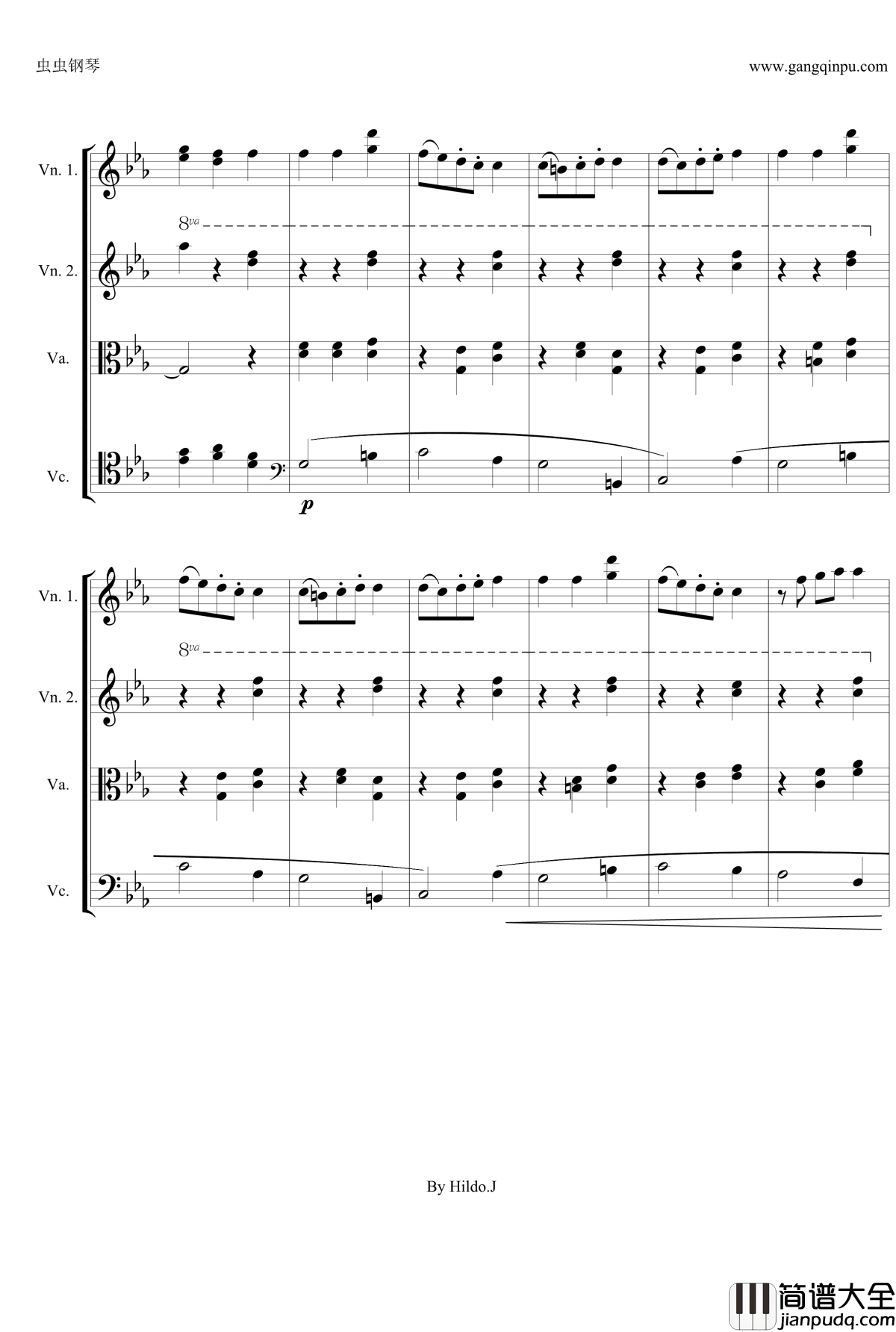 命运交响曲第三乐章钢琴谱_弦乐版_贝多芬_beethoven