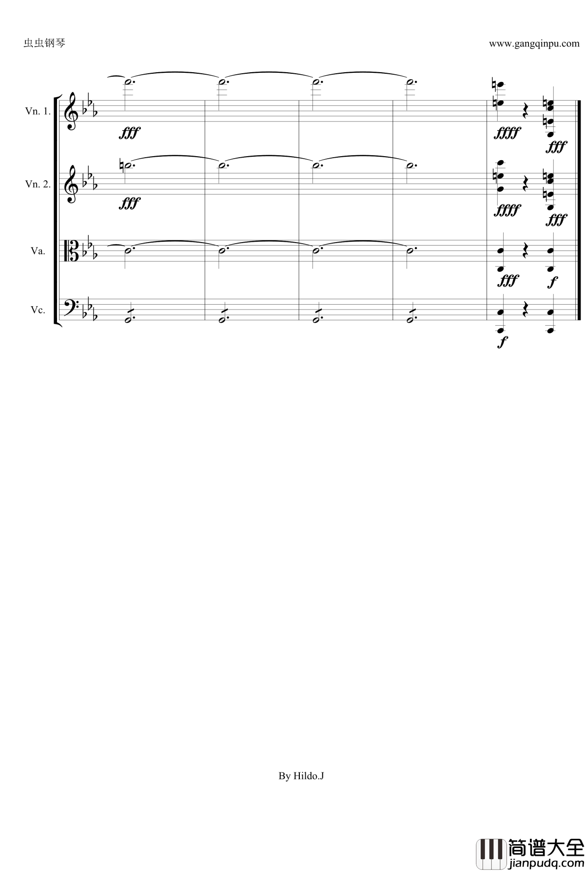 命运交响曲第三乐章钢琴谱_弦乐版_贝多芬_beethoven