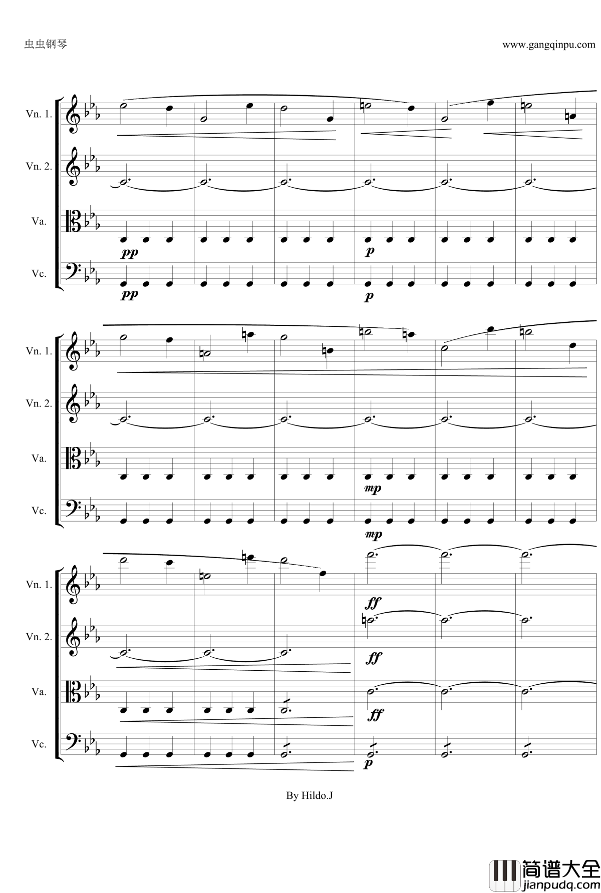 命运交响曲第三乐章钢琴谱_弦乐版_贝多芬_beethoven