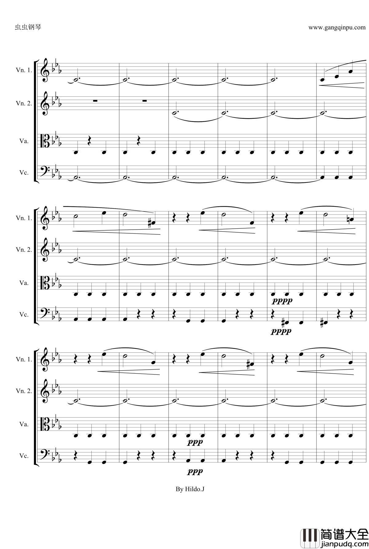 命运交响曲第三乐章钢琴谱_弦乐版_贝多芬_beethoven