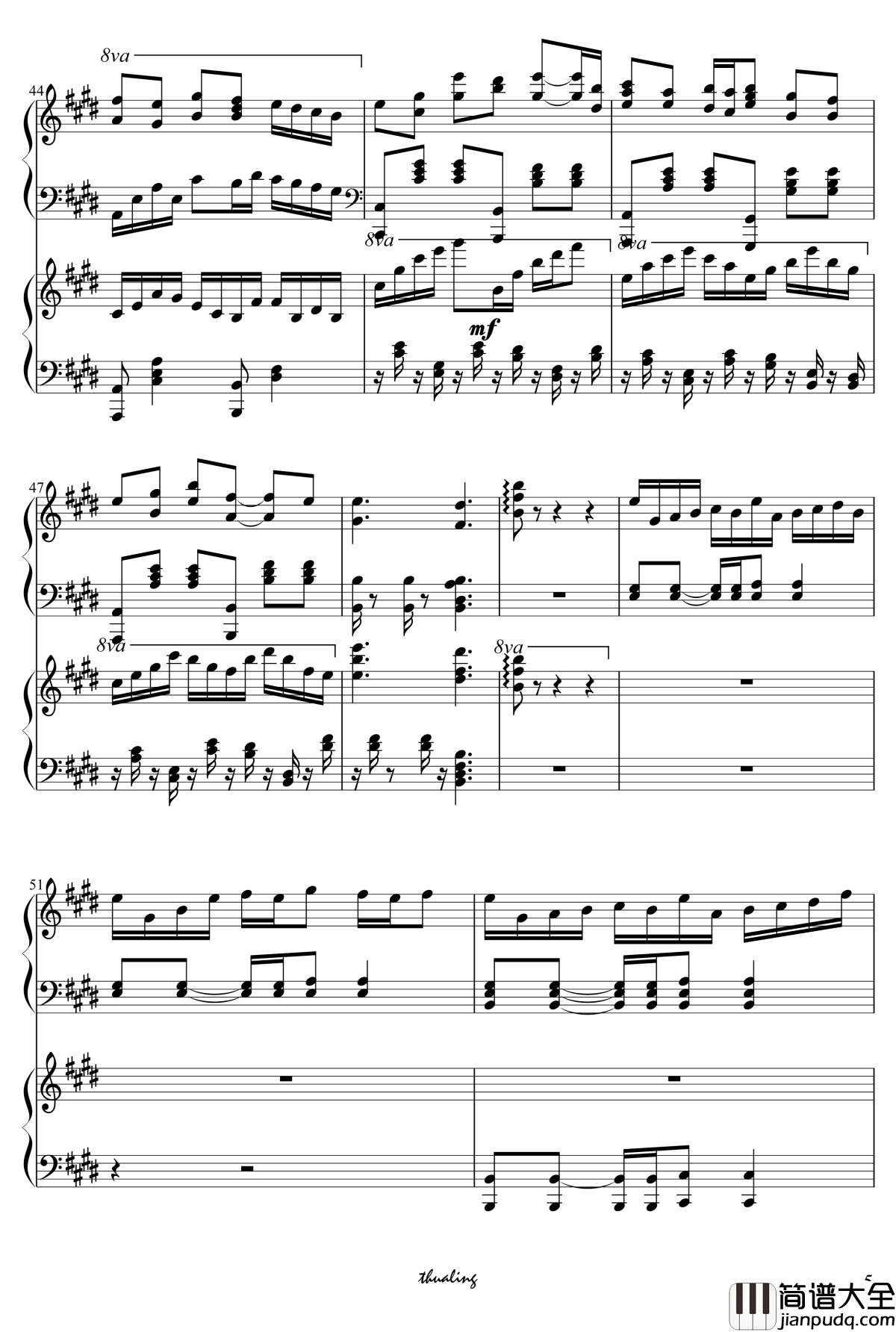 BILIBILI入站歌钢琴谱_双钢琴_飞剑