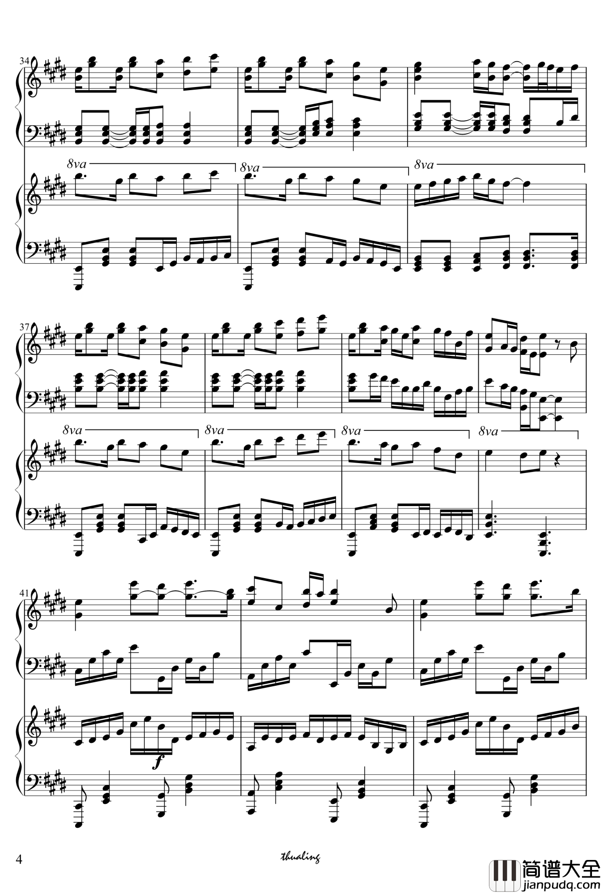 BILIBILI入站歌钢琴谱_双钢琴_飞剑