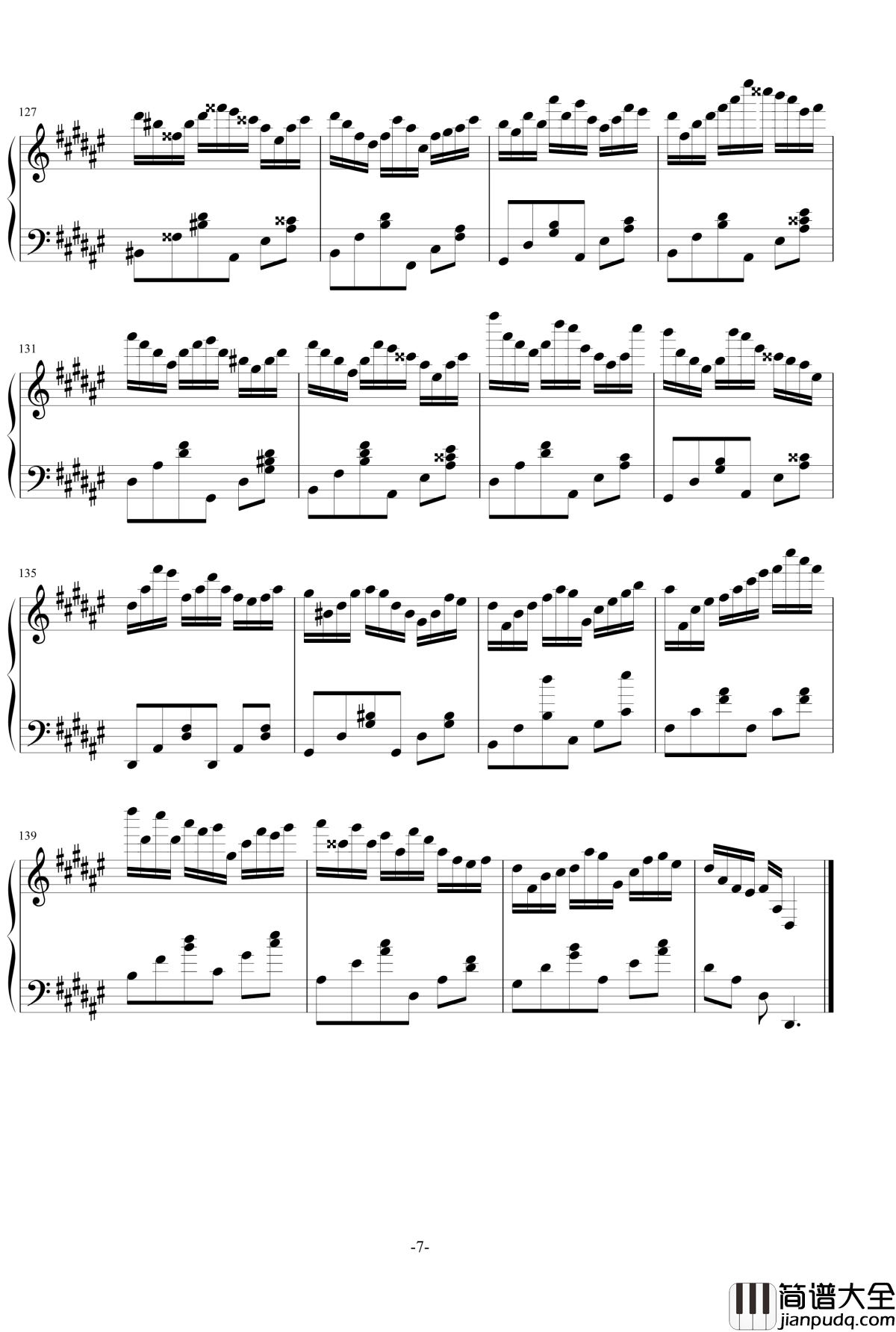 梦幻曲7孤独钢琴谱_as2134